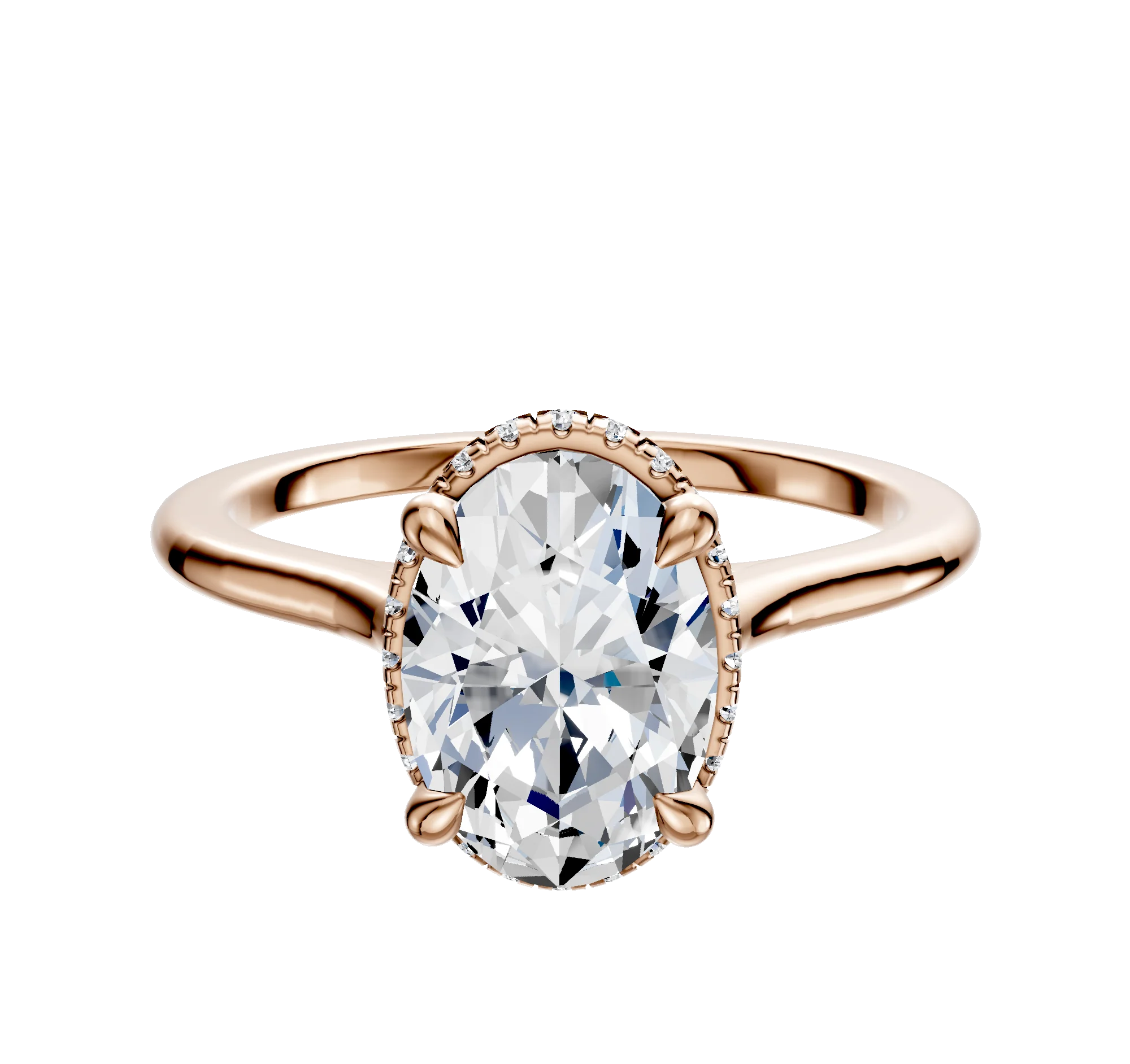 14K Rose Gold 4 Prong Collar Cathedral Dome 1.5mm Engagement Ring