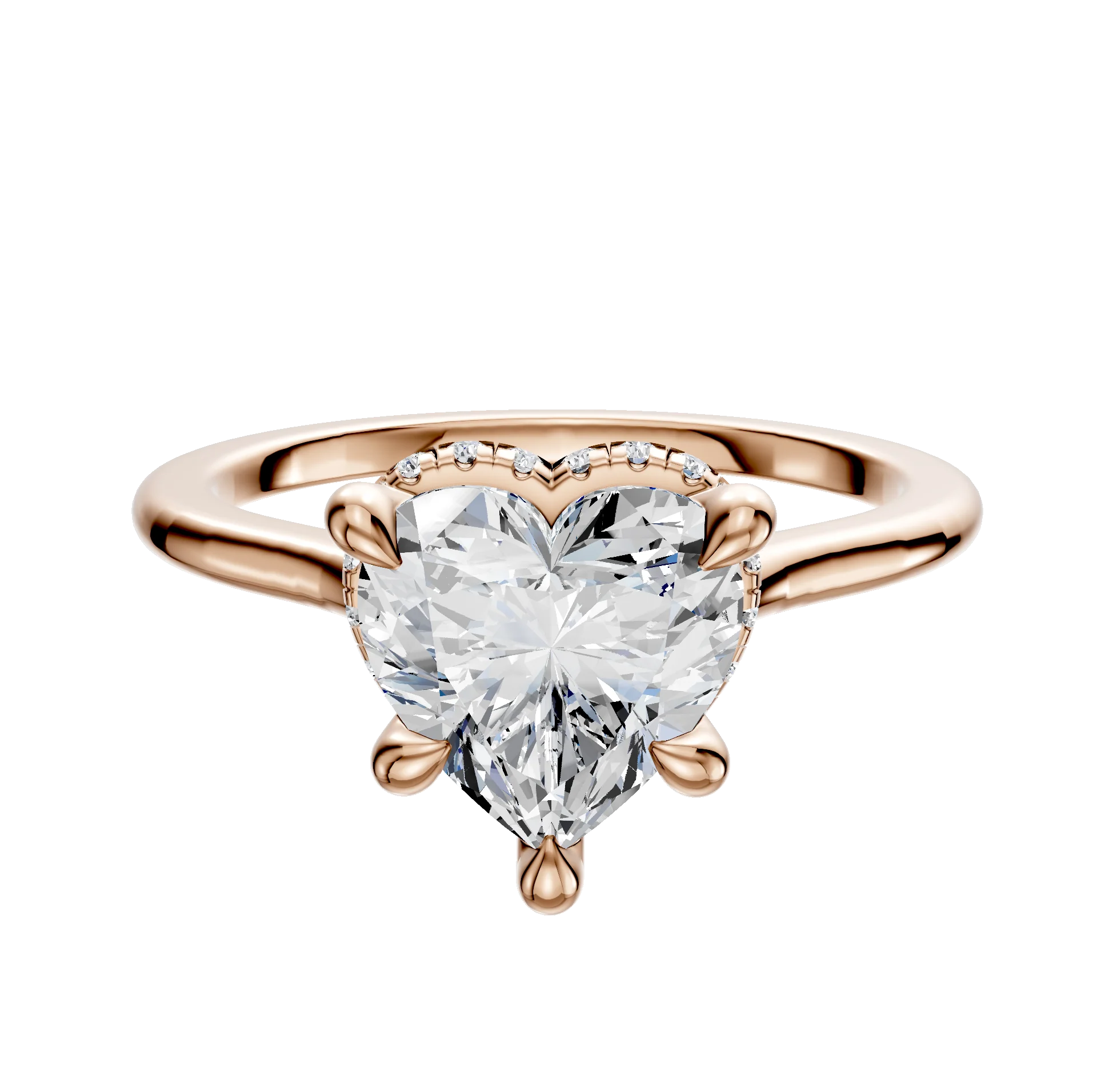 14K Rose Gold 4 Prong Collar Cathedral Dome 1.5mm Engagement Ring