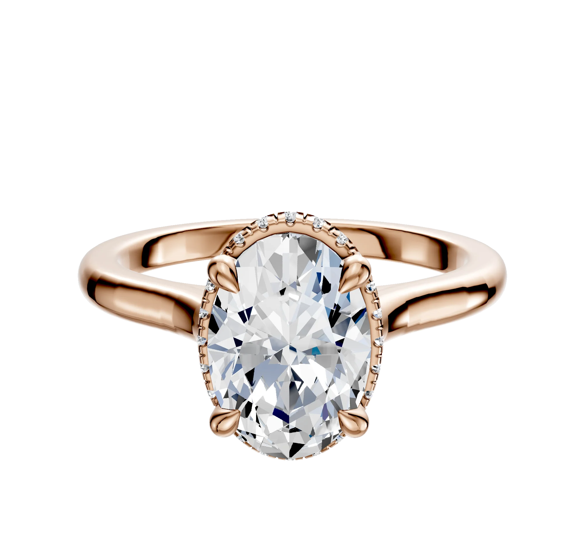 14K Rose Gold 4 Prong Collar Cathedral Dome 2.0mm Engagement Ring