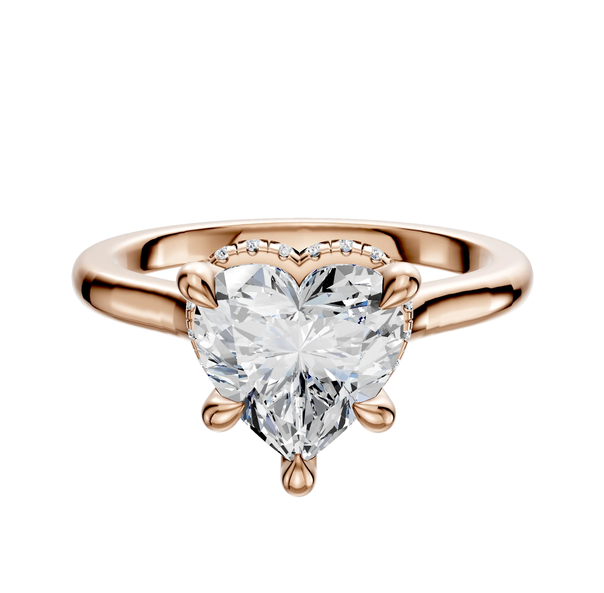 14K Rose Gold 4 Prong Collar Cathedral Dome 2.0mm Engagement Ring