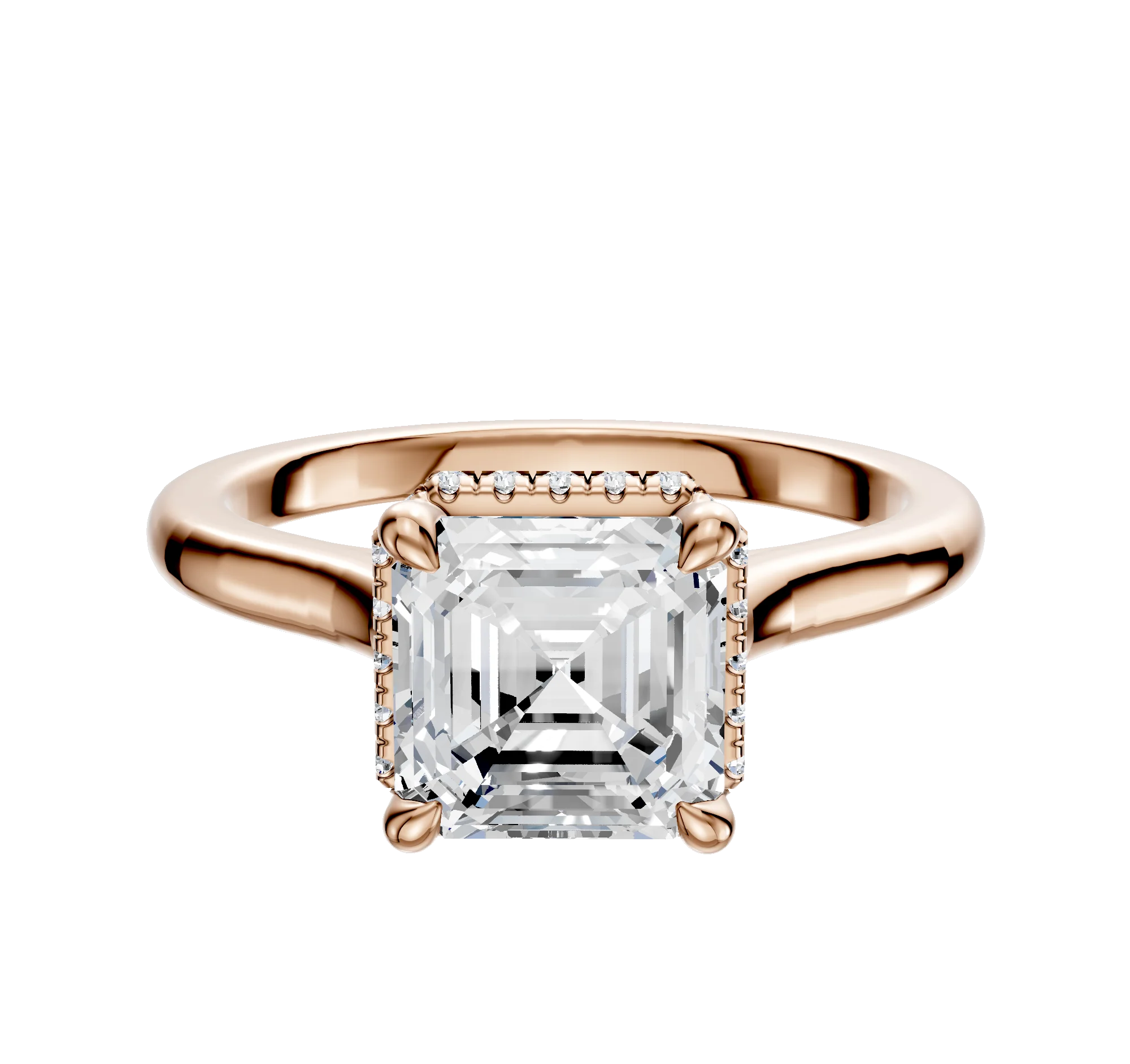 14K Rose Gold 4 Prong Collar Cathedral Dome 2.0mm Engagement Ring