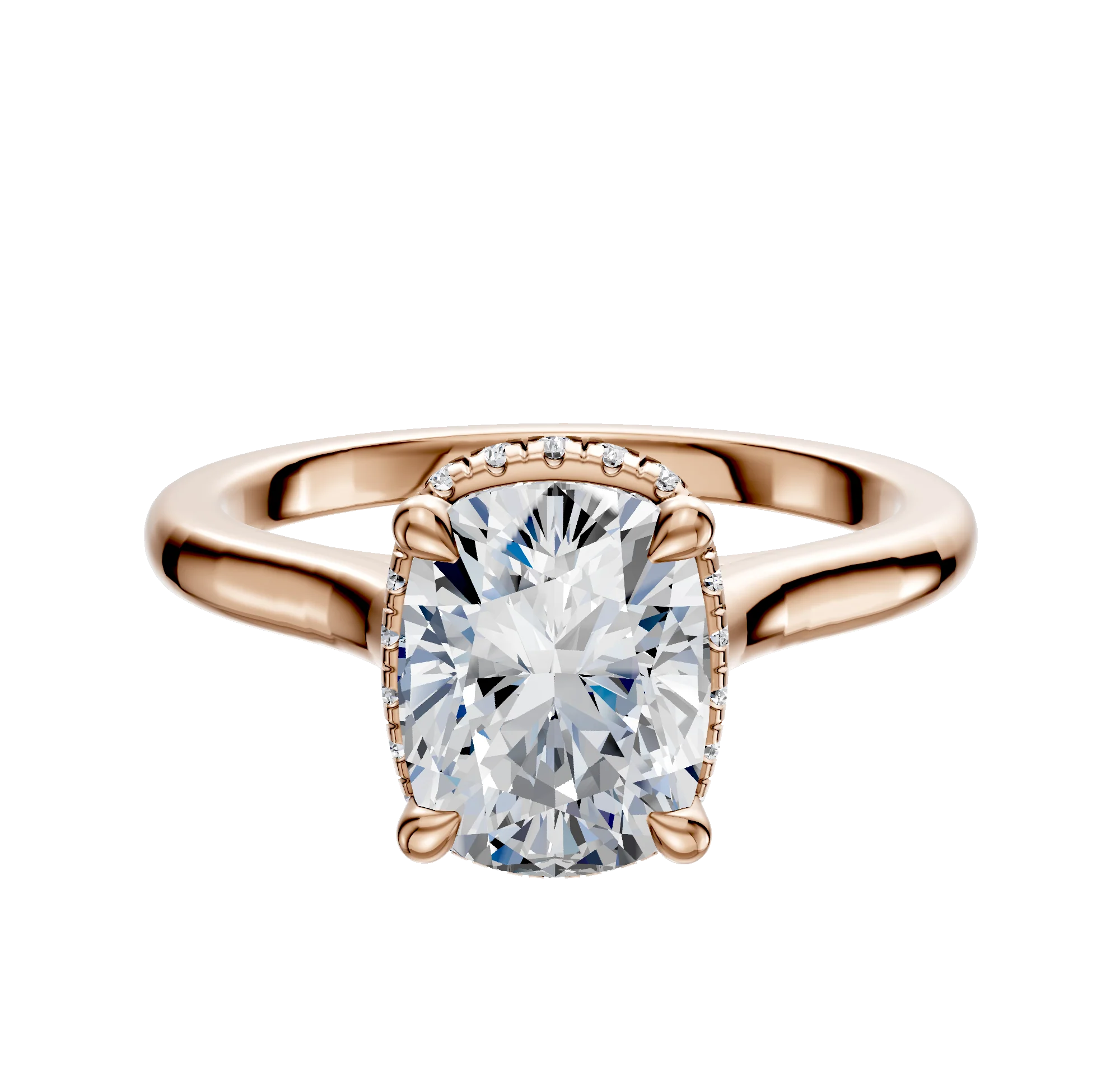 14K Rose Gold 4 Prong Collar Cathedral Dome 2.0mm Engagement Ring