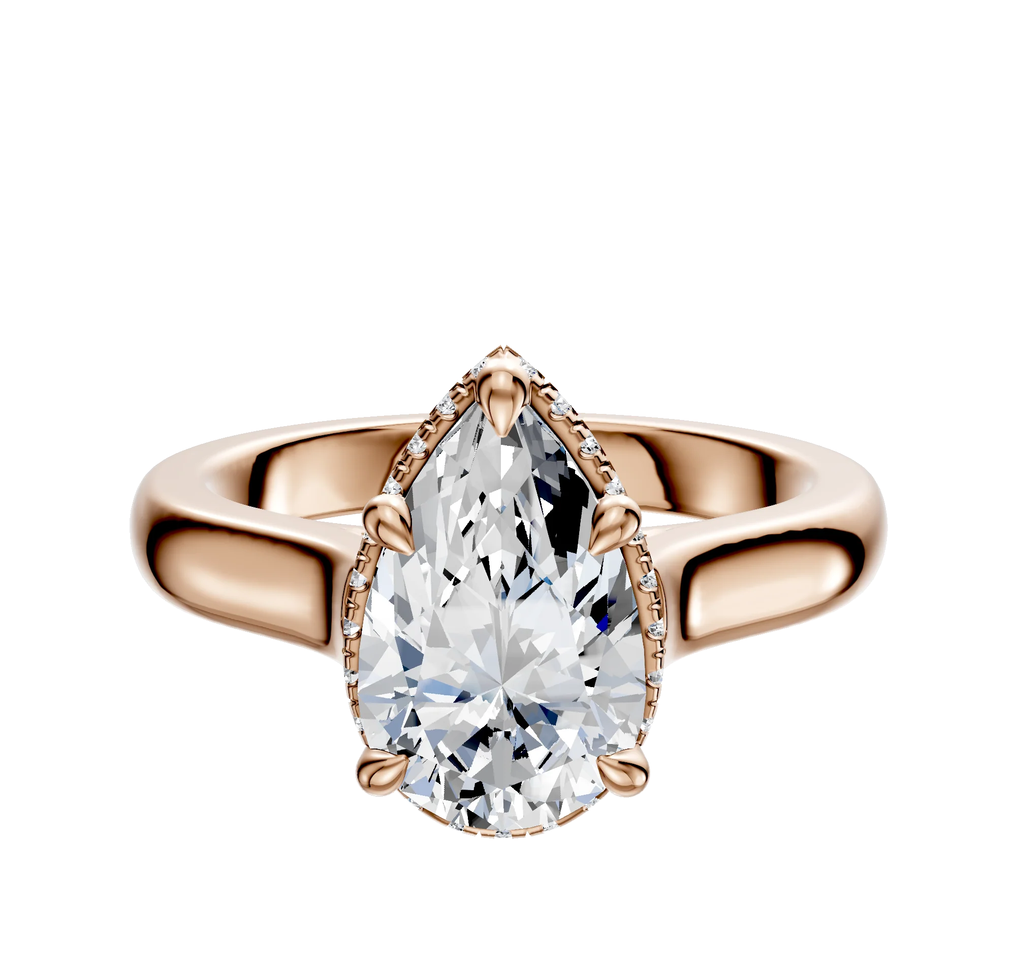 14K Rose Gold 4 Prong Collar Cathedral Dome 3.0mm Engagement Ring