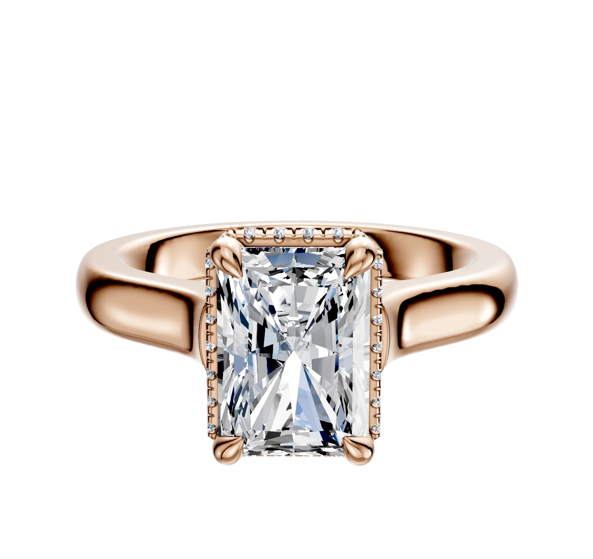 14K Rose Gold 4 Prong Collar Cathedral Dome 3.0mm Engagement Ring