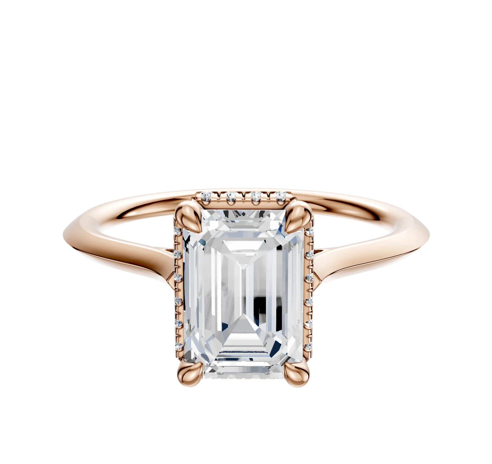 14K Rose Gold 4 Prong Collar Cathedral Knife Edge 1.5mm Engagement Ring