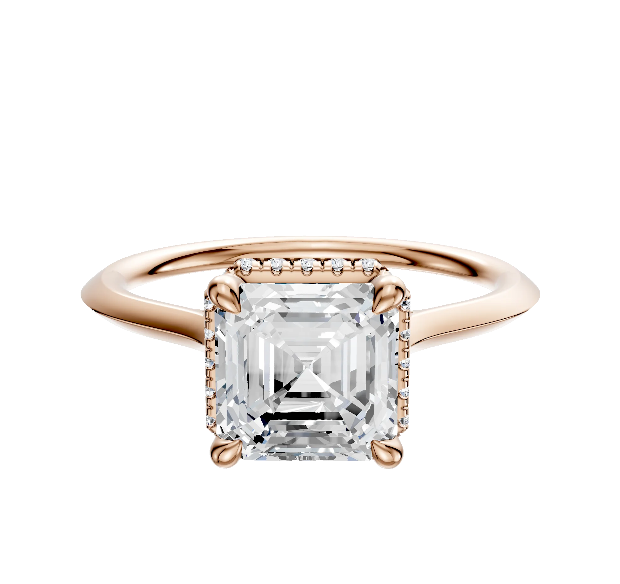 14K Rose Gold 4 Prong Collar Cathedral Knife Edge 1.5mm Engagement Ring