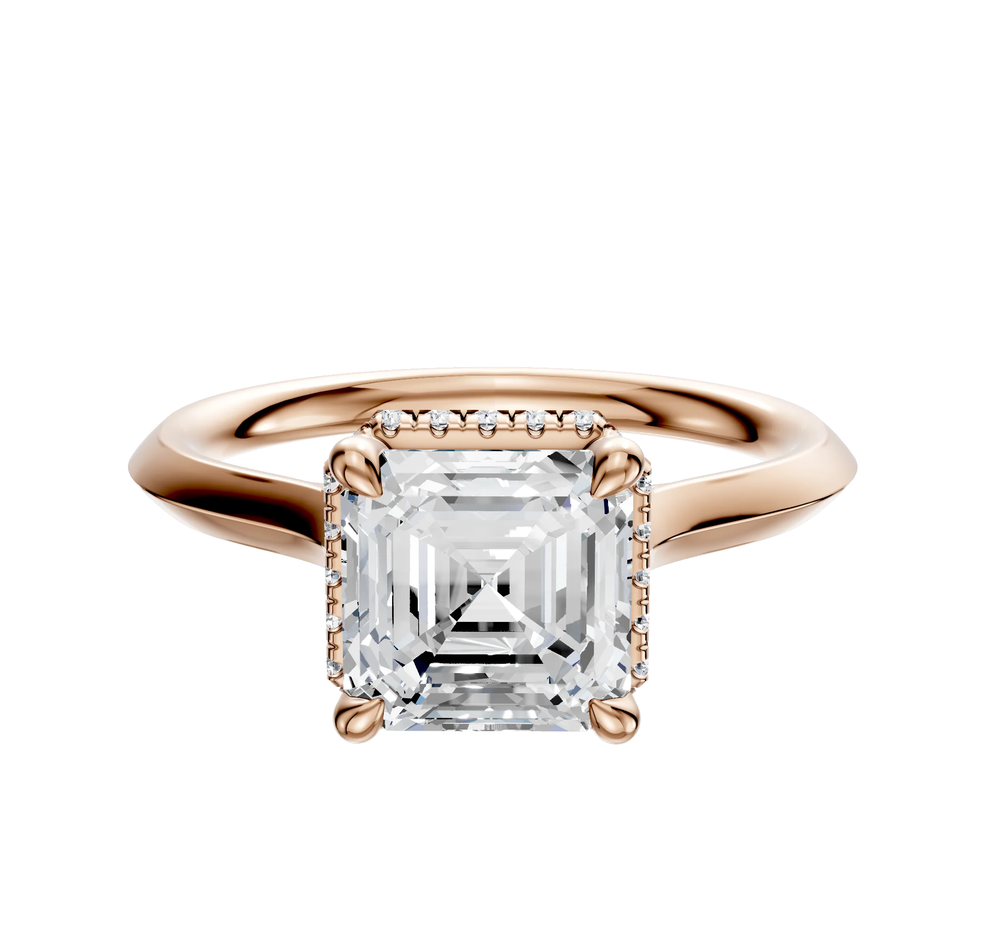 14K Rose Gold 4 Prong Collar Cathedral Knife Edge 2.0mm Engagement Ring