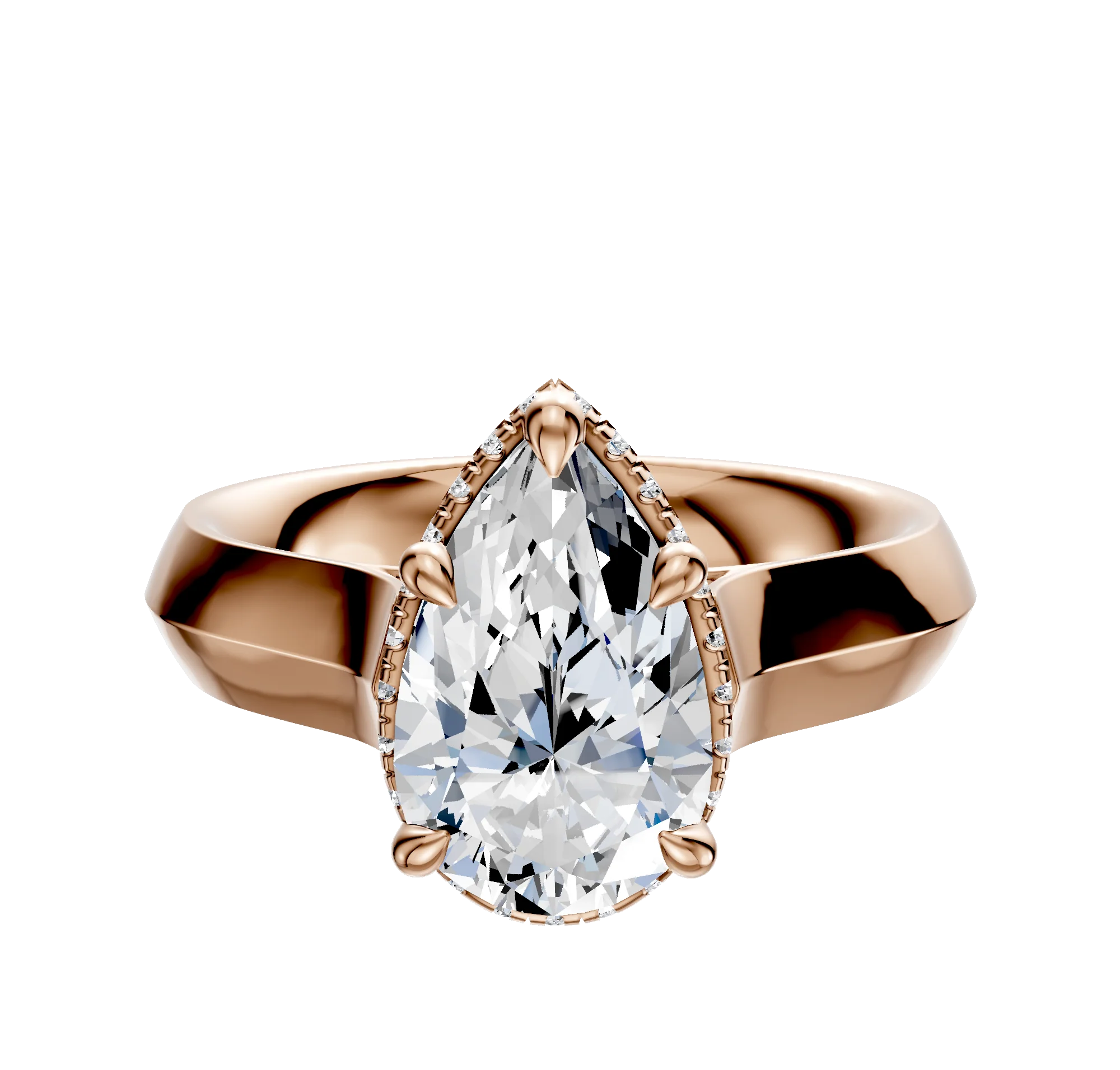 14K Rose Gold 4 Prong Collar Cathedral Knife Edge 4.0mm Engagement Ring