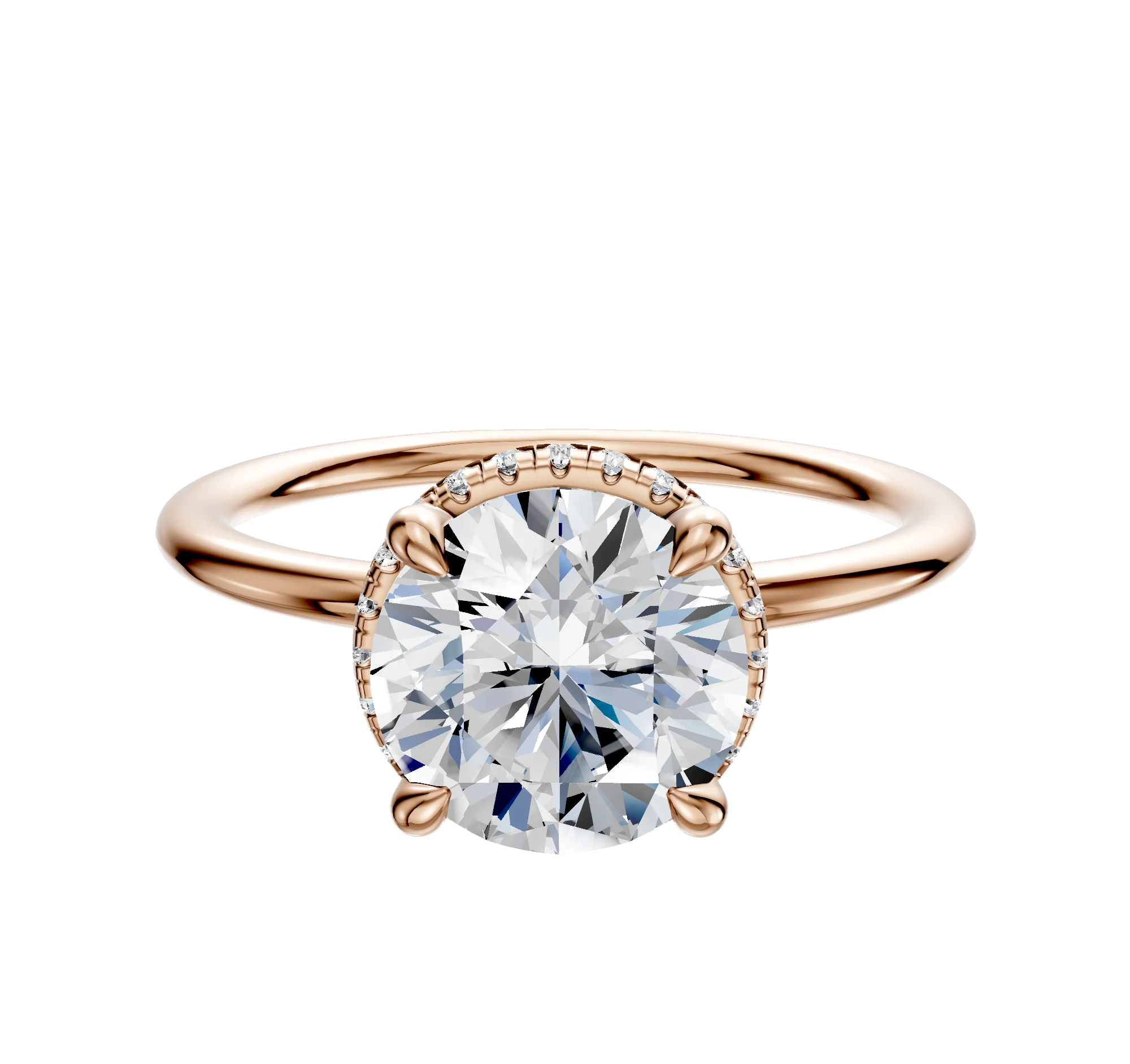 14K Rose Gold 4 Prong Collar Classic Dome 1.5mm Engagement Ring