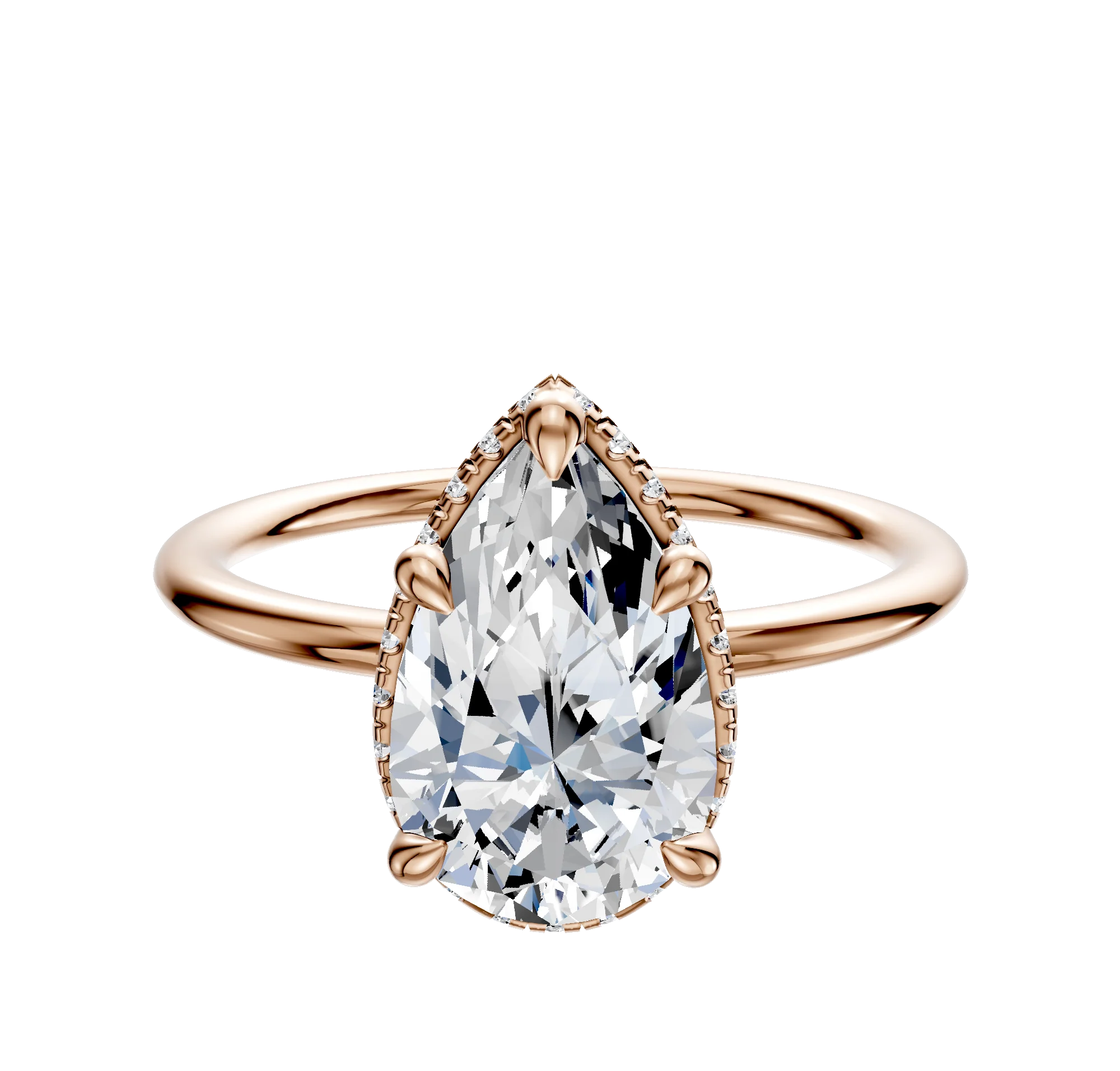 14K Rose Gold 4 Prong Collar Classic Dome 1.5mm Engagement Ring