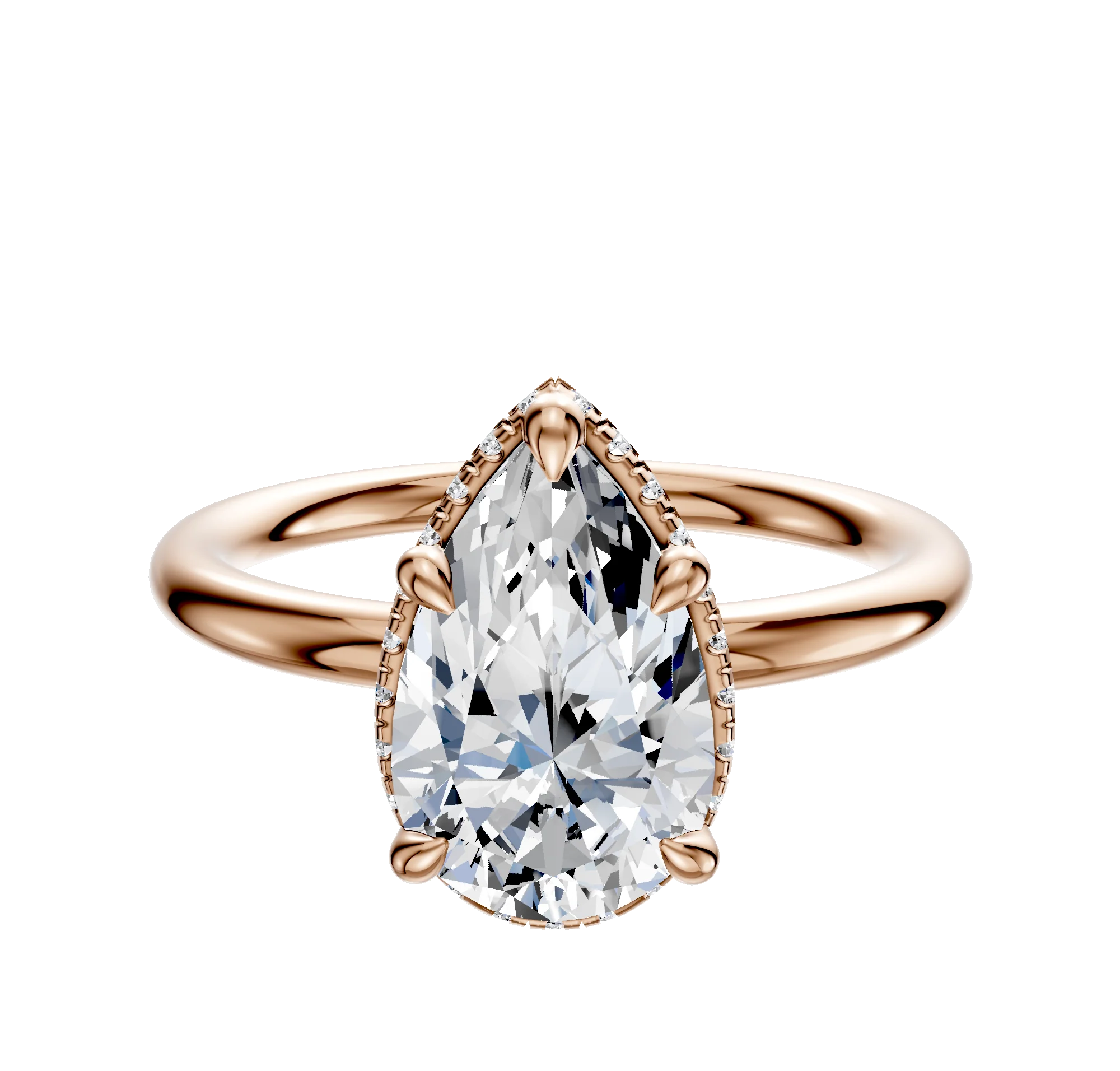 14K Rose Gold 4 Prong Collar Classic Dome 2.0mm Engagement Ring