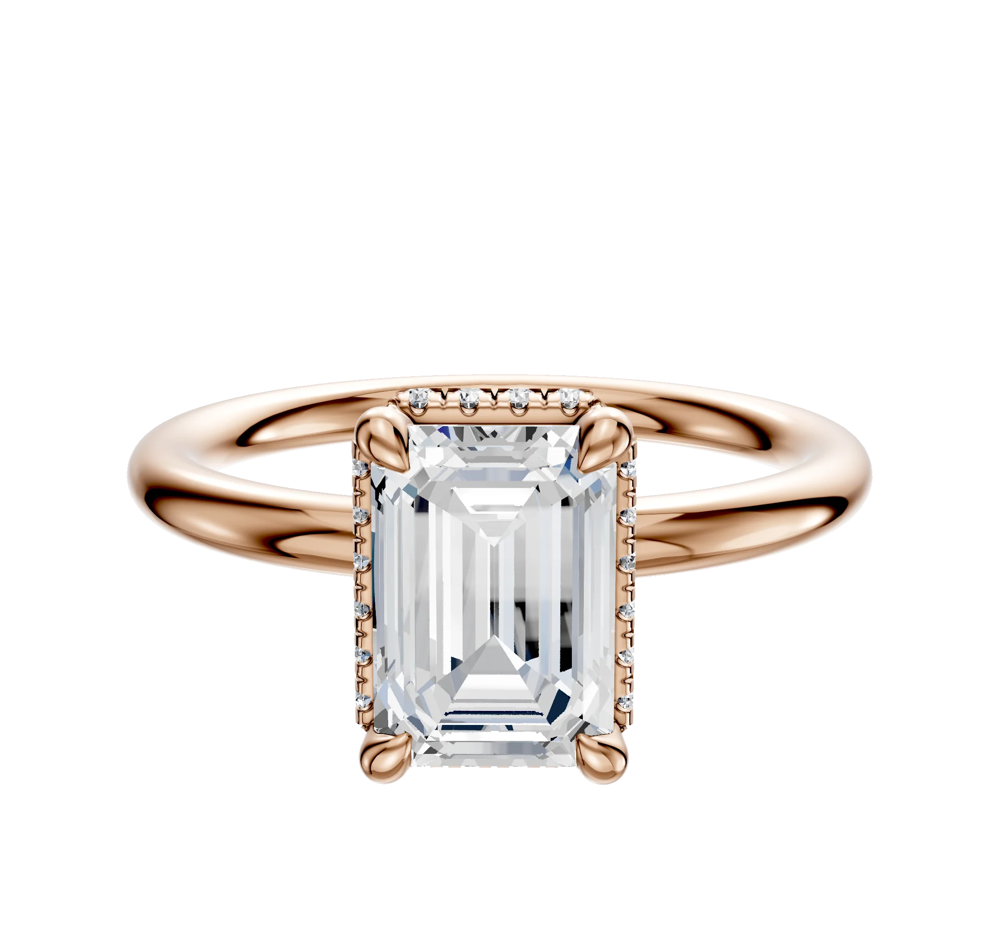 14K Rose Gold 4 Prong Collar Classic Dome 2.0mm Engagement Ring