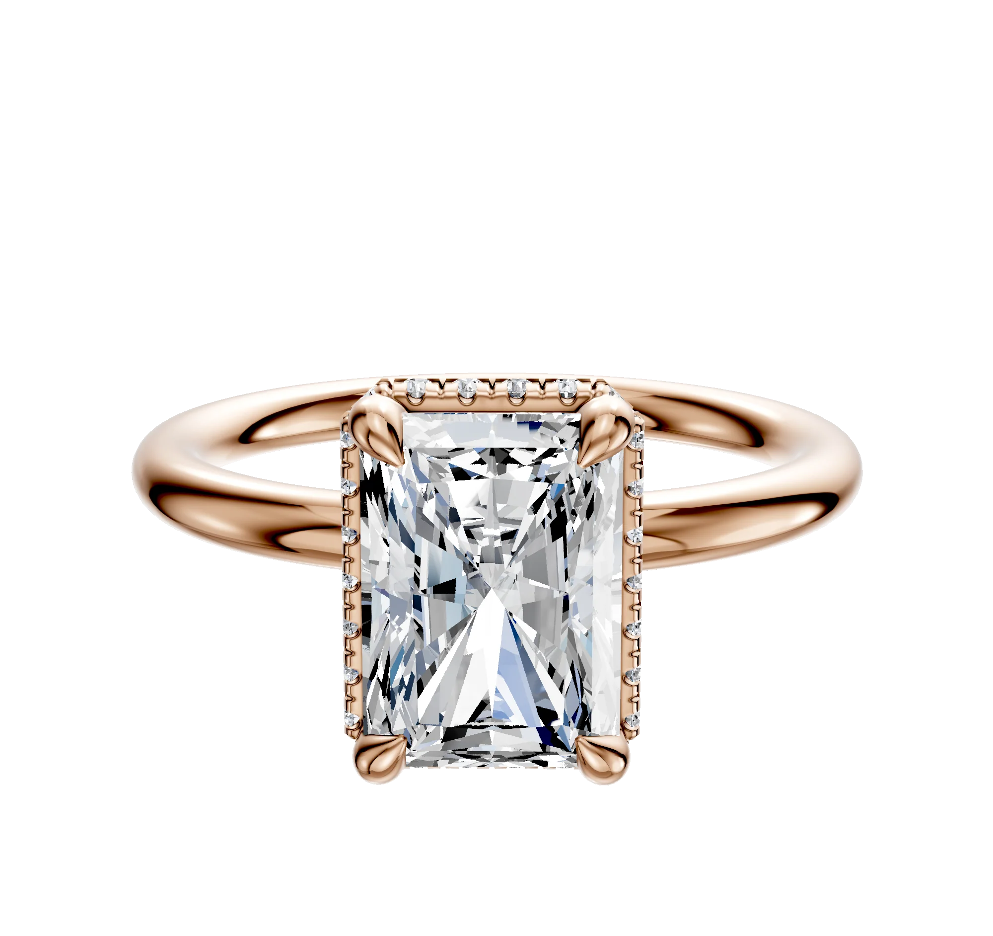 14K Rose Gold 4 Prong Collar Classic Dome 2.0mm Engagement Ring
