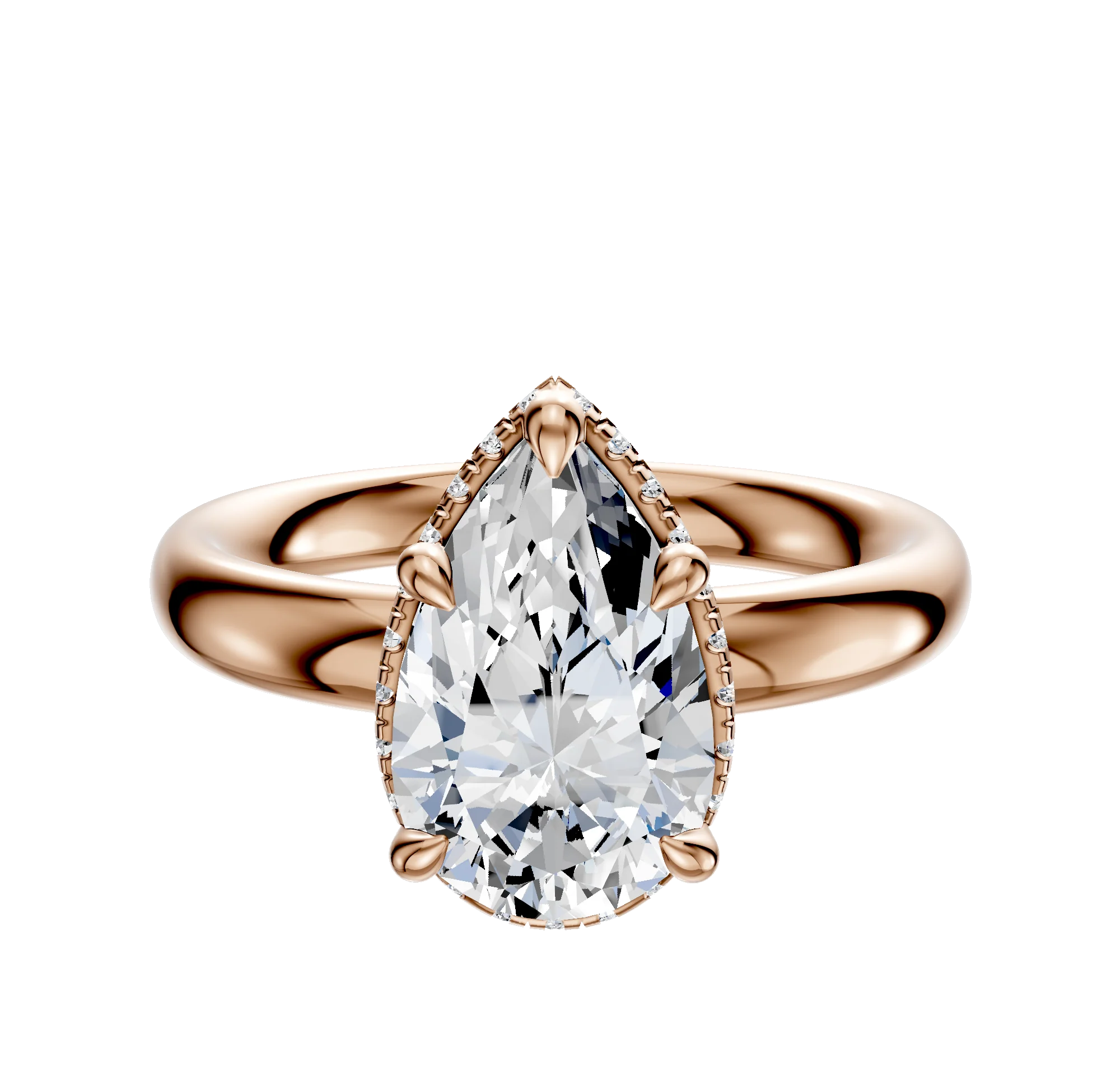 14K Rose Gold 4 Prong Collar Classic Dome 3.0mm Engagement Ring