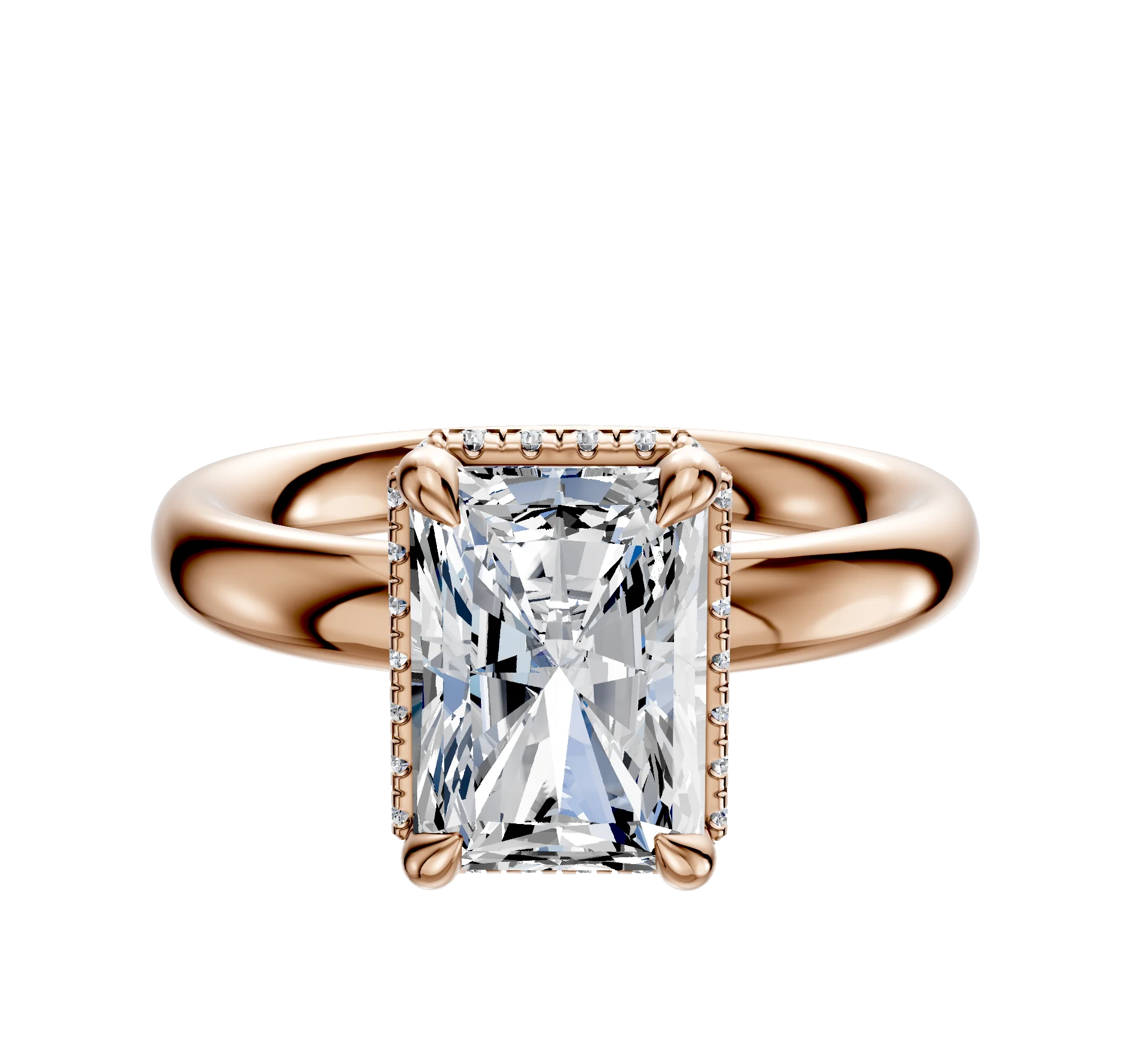 14K Rose Gold 4 Prong Collar Classic Dome 3.0mm Engagement Ring