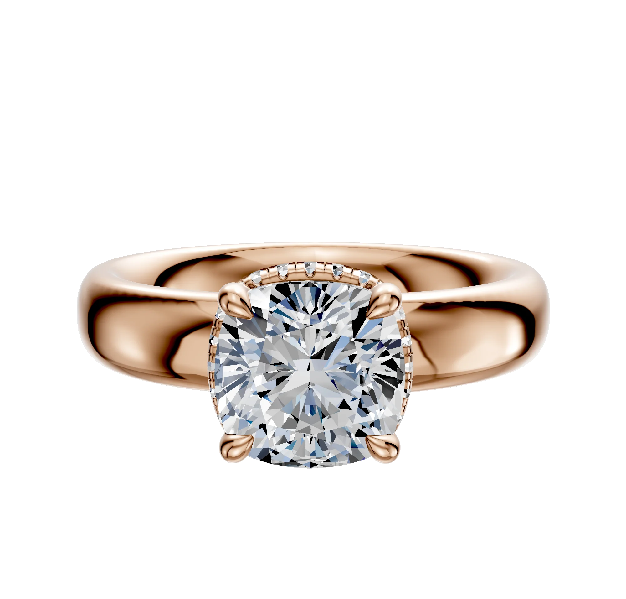 14K Rose Gold 4 Prong Collar Classic Dome 4.0mm Engagement Ring