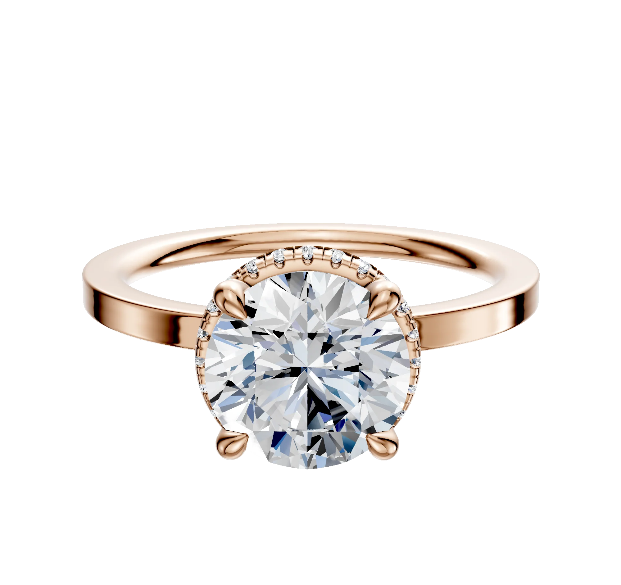 14K Rose Gold 4 Prong Collar Classic Flat 1.5mm Engagement Ring