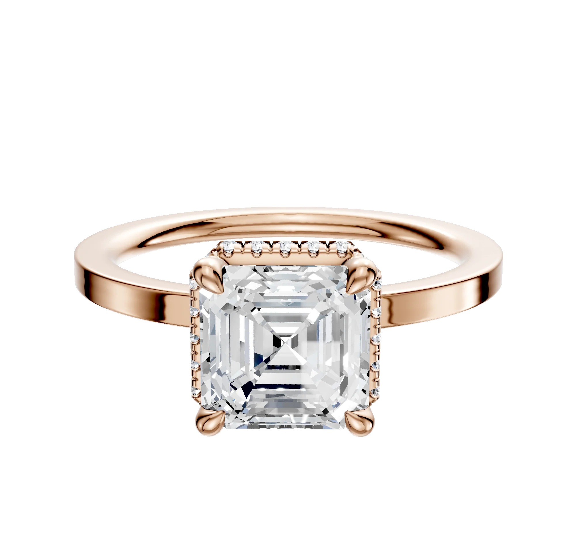 14K Rose Gold 4 Prong Collar Classic Flat 1.5mm Engagement Ring
