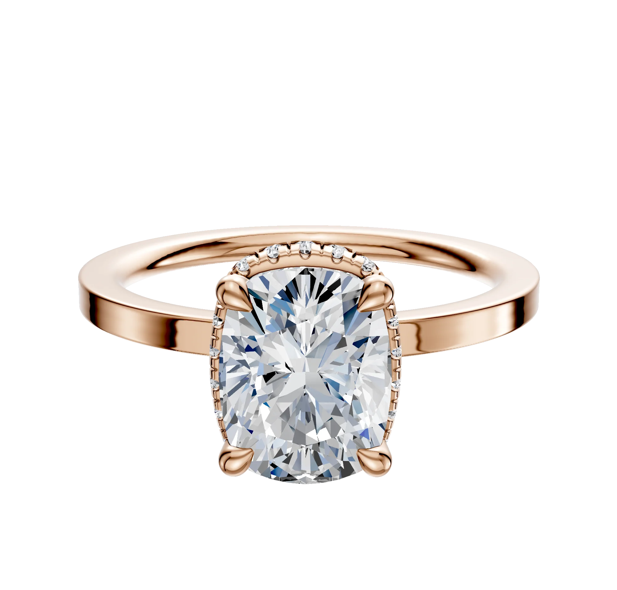 14K Rose Gold 4 Prong Collar Classic Flat 1.5mm Engagement Ring