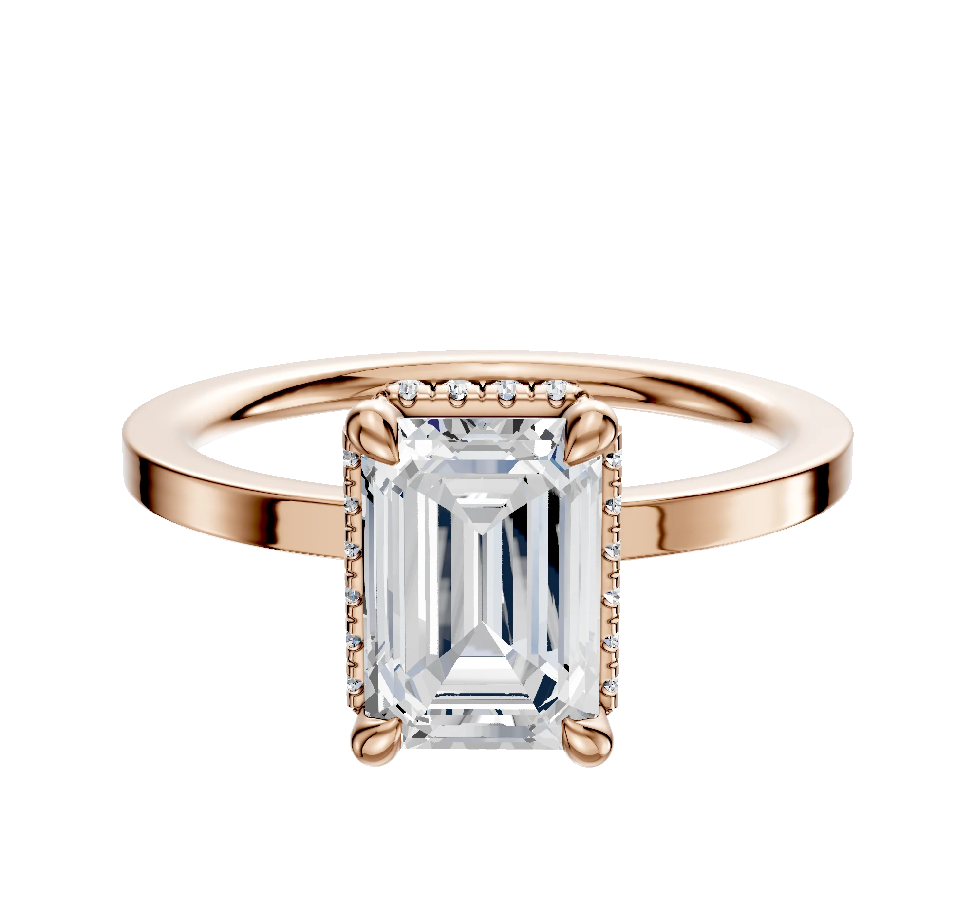 14K Rose Gold 4 Prong Collar Classic Flat 1.5mm Engagement Ring
