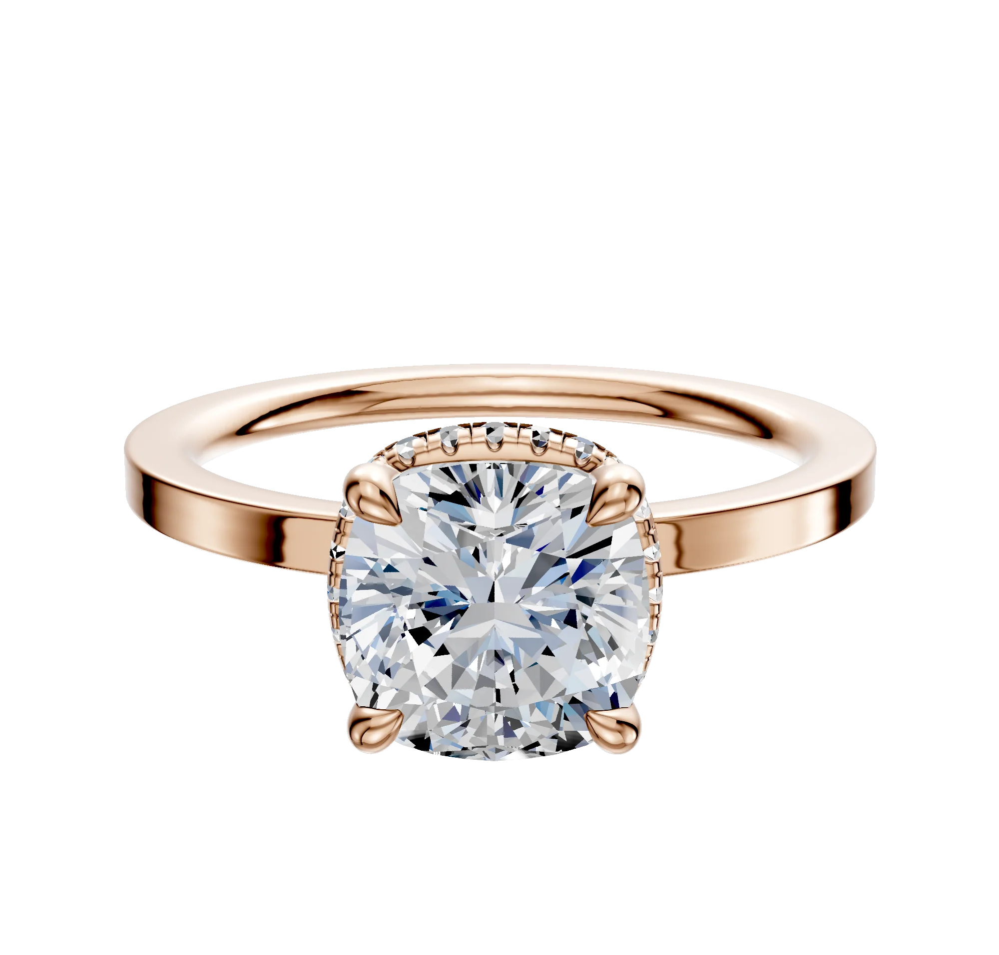 14K Rose Gold 4 Prong Collar Classic Flat 1.5mm Engagement Ring