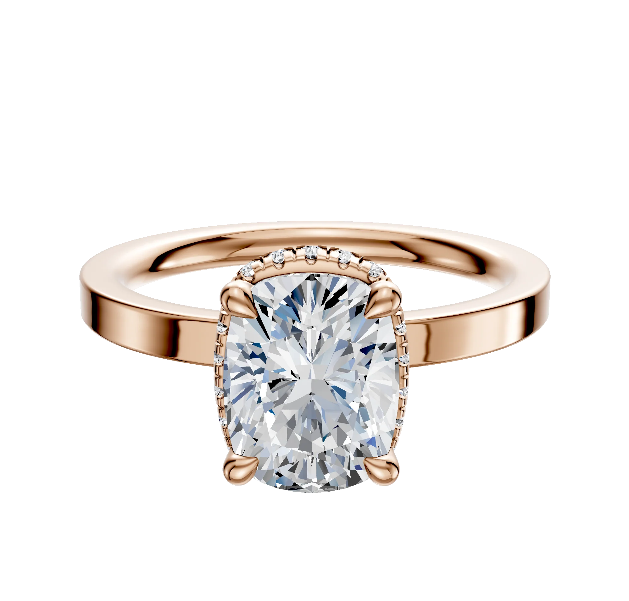 14K Rose Gold 4 Prong Collar Classic Flat 2.0mm Engagement Ring