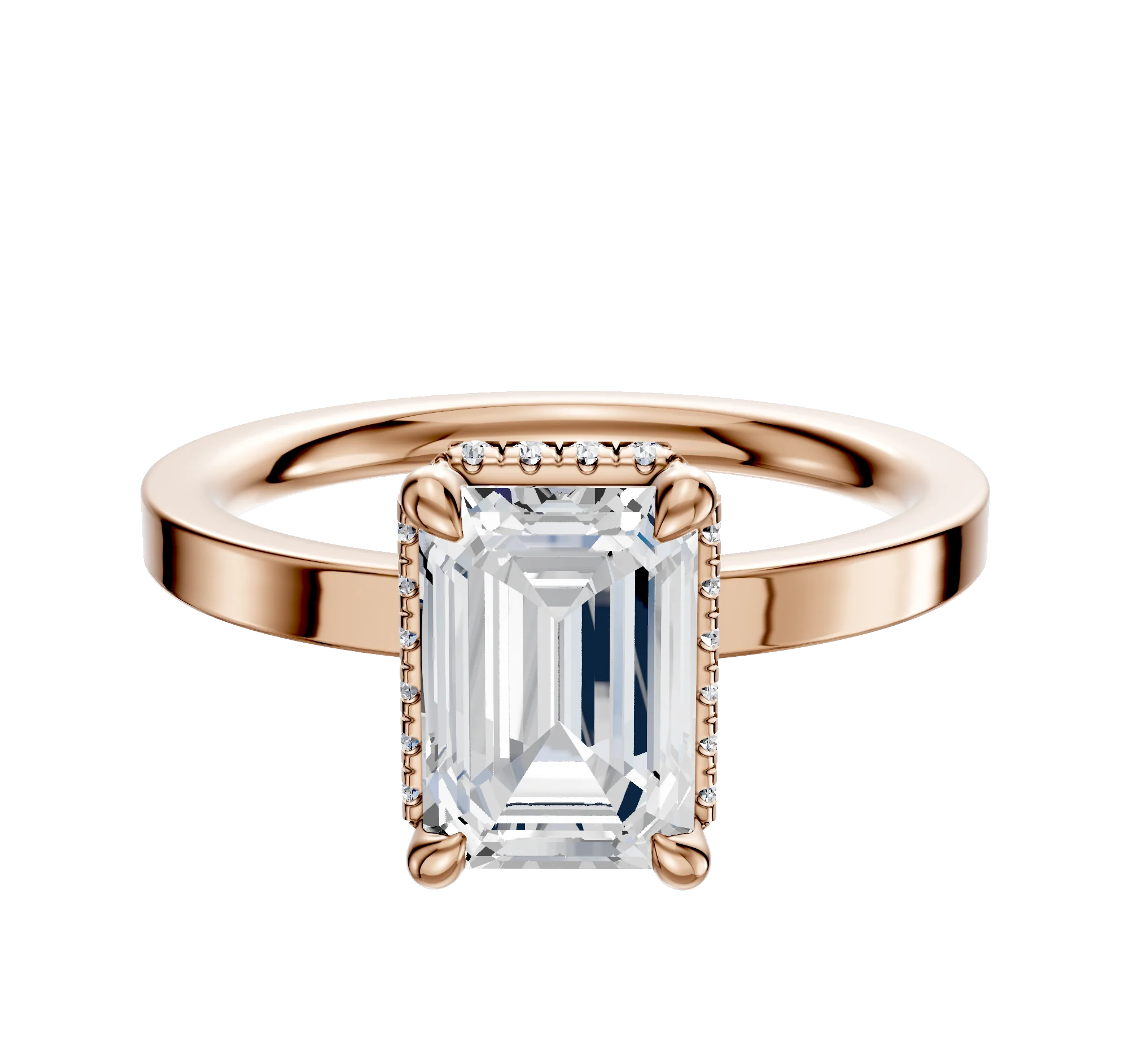 14K Rose Gold 4 Prong Collar Classic Flat 2.0mm Engagement Ring