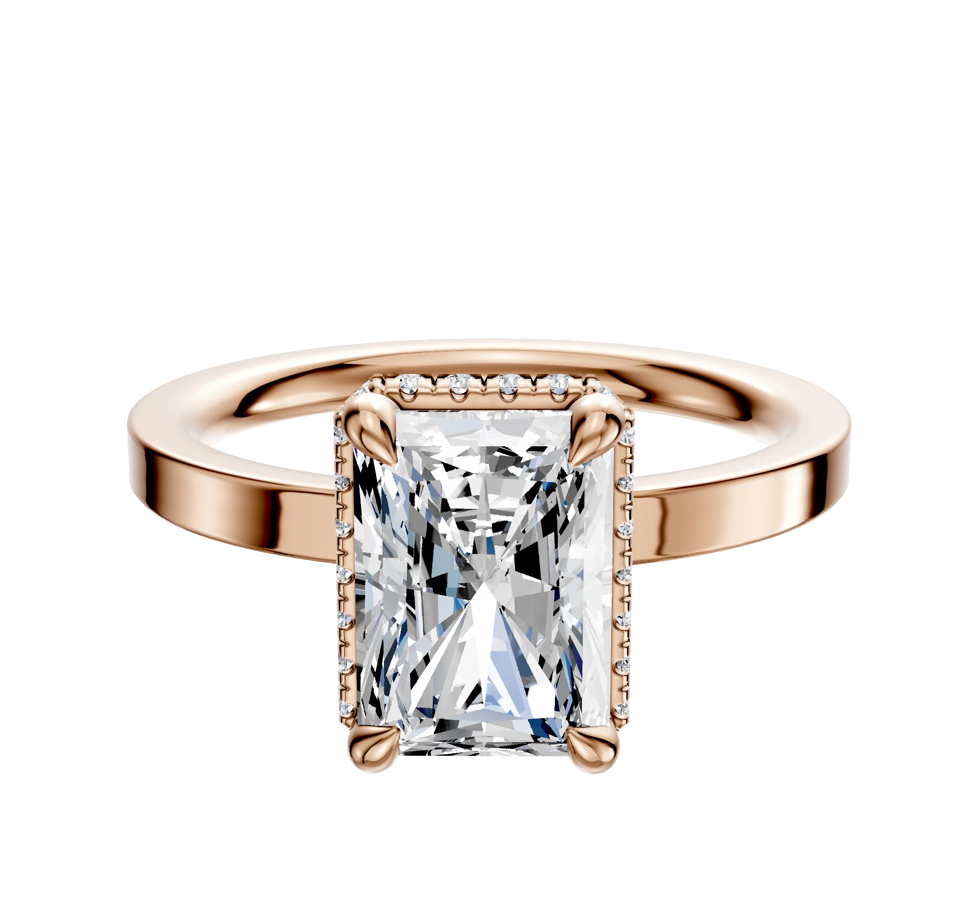 14K Rose Gold 4 Prong Collar Classic Flat 2.0mm Engagement Ring