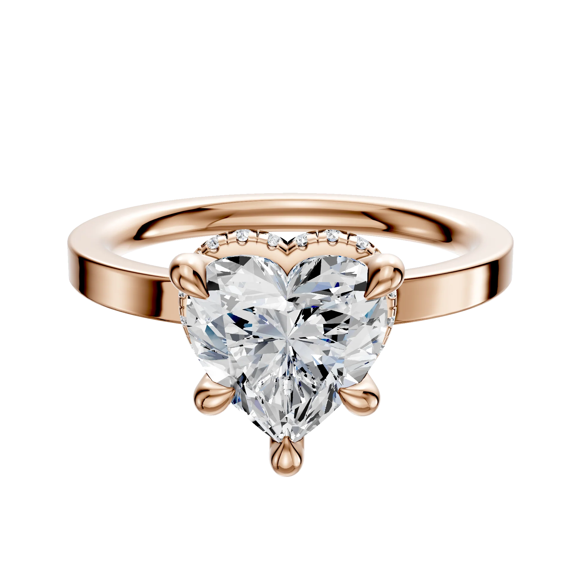 14K Rose Gold 4 Prong Collar Classic Flat 2.0mm Engagement Ring