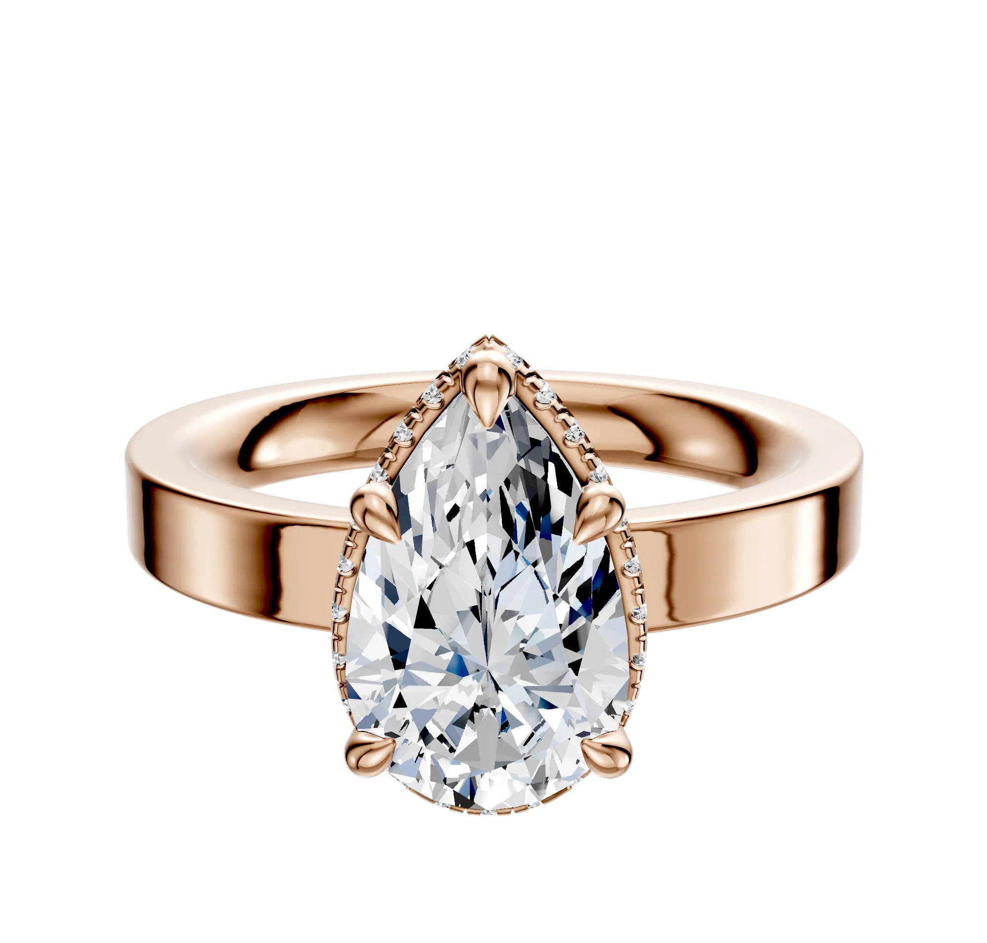 14K Rose Gold 4 Prong Collar Classic Flat 3.0mm Engagement Ring