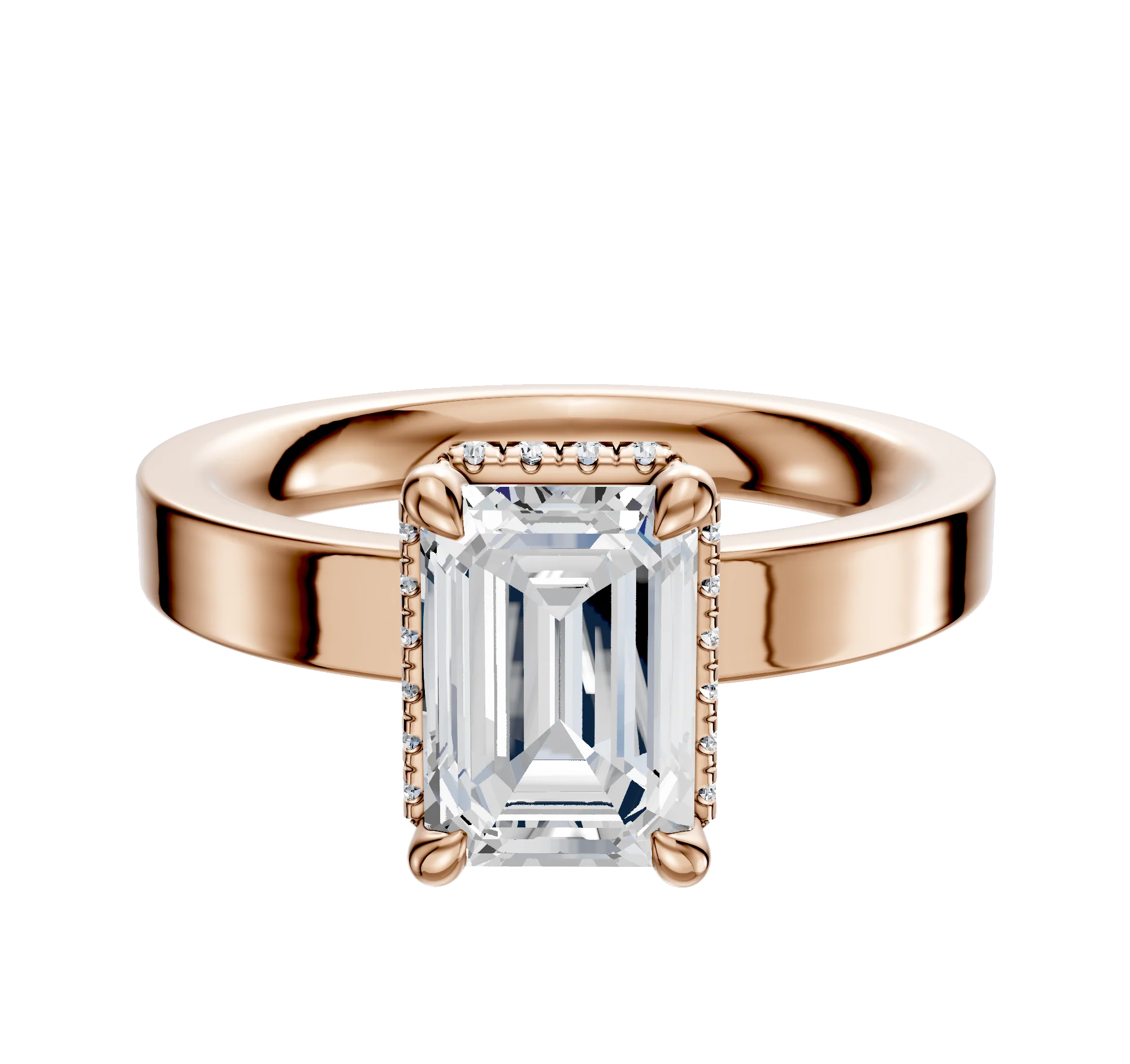 14K Rose Gold 4 Prong Collar Classic Flat 3.0mm Engagement Ring