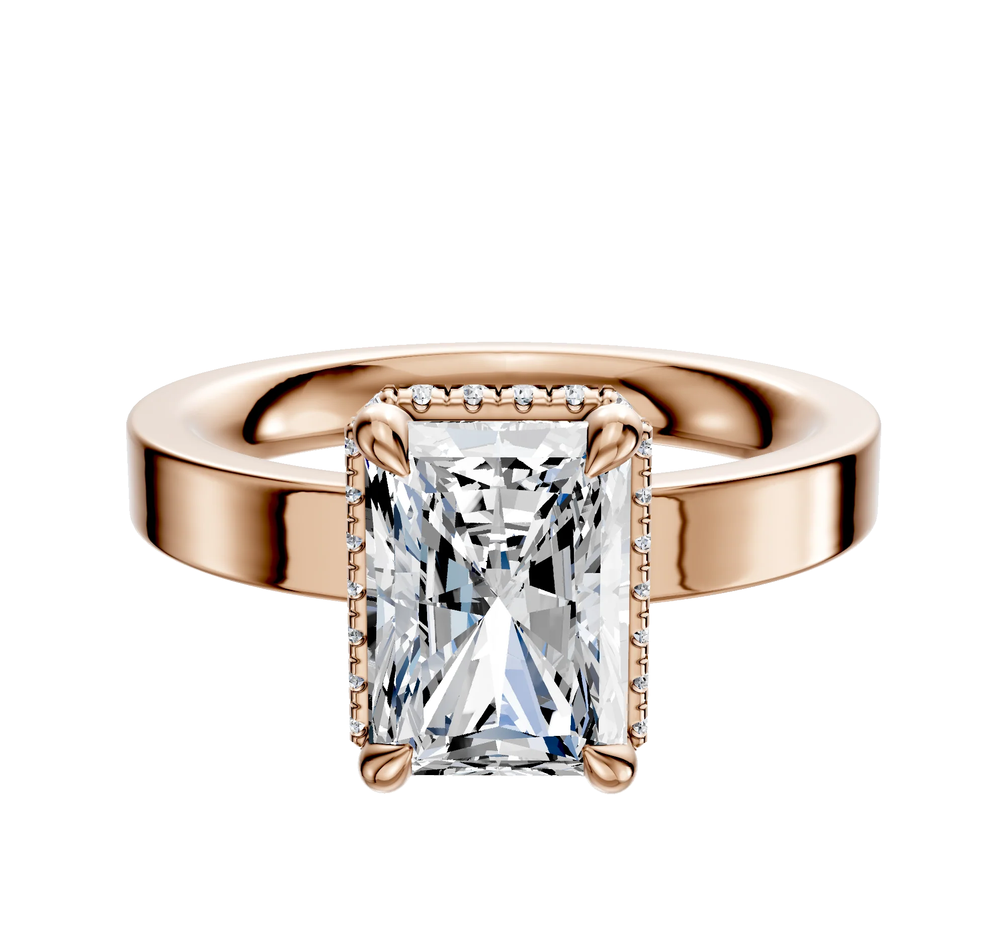 14K Rose Gold 4 Prong Collar Classic Flat 3.0mm Engagement Ring