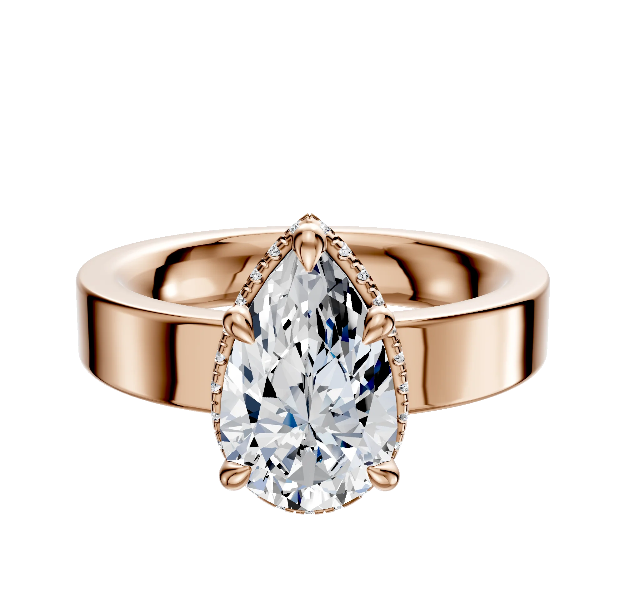 14K Rose Gold 4 Prong Collar Classic Flat 4.0mm Engagement Ring