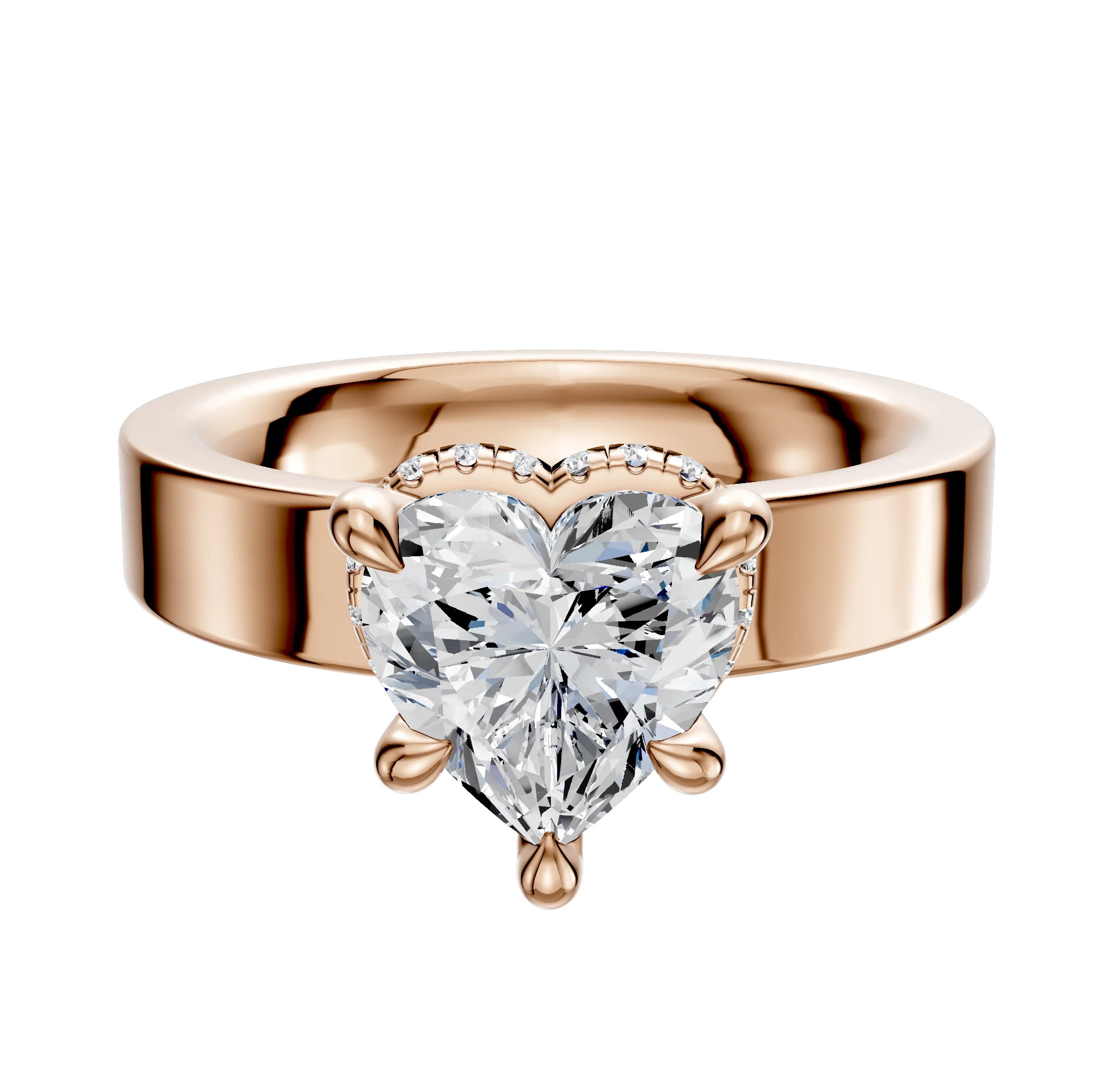 14K Rose Gold 4 Prong Collar Classic Flat 4.0mm Engagement Ring