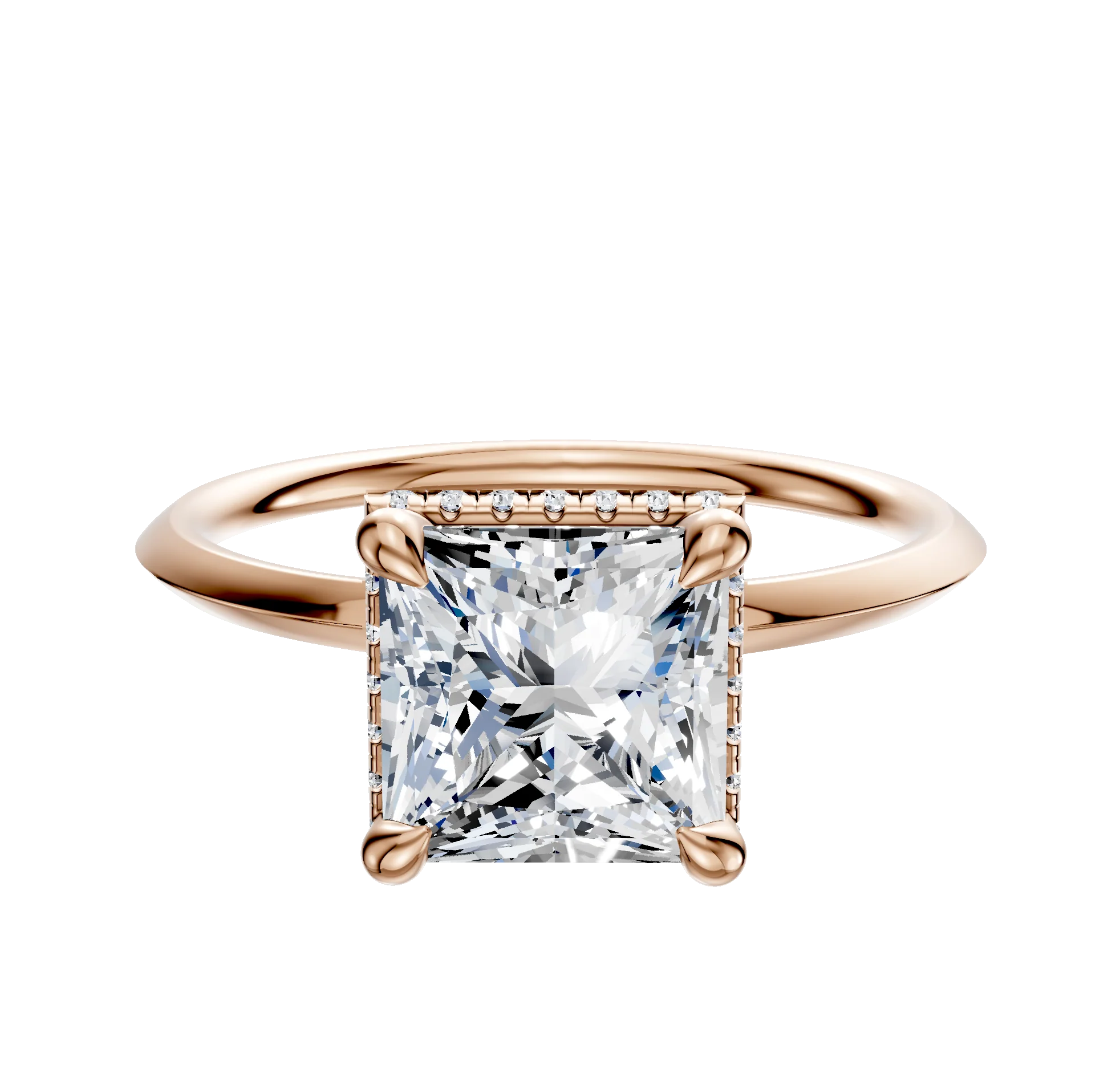 14K Rose Gold 4 Prong Collar Classic Knife Edge 1.5mm Engagement Ring