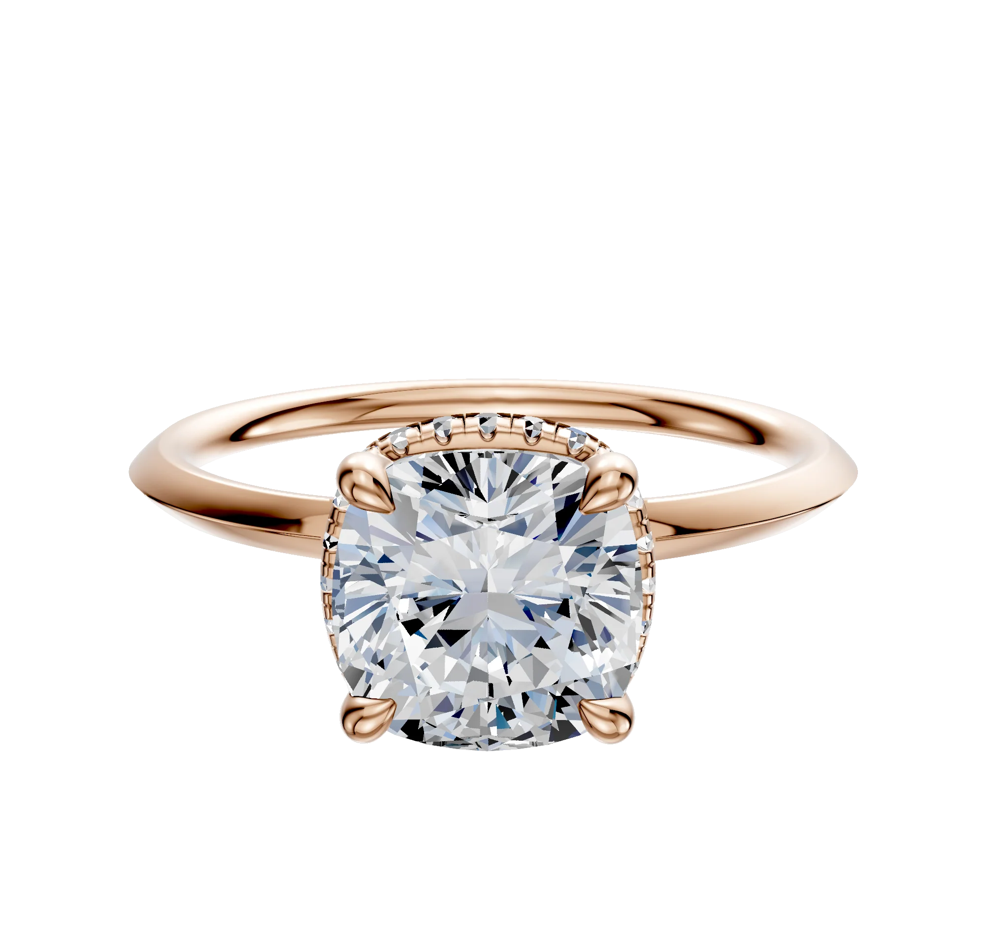 14K Rose Gold 4 Prong Collar Classic Knife Edge 1.5mm Engagement Ring