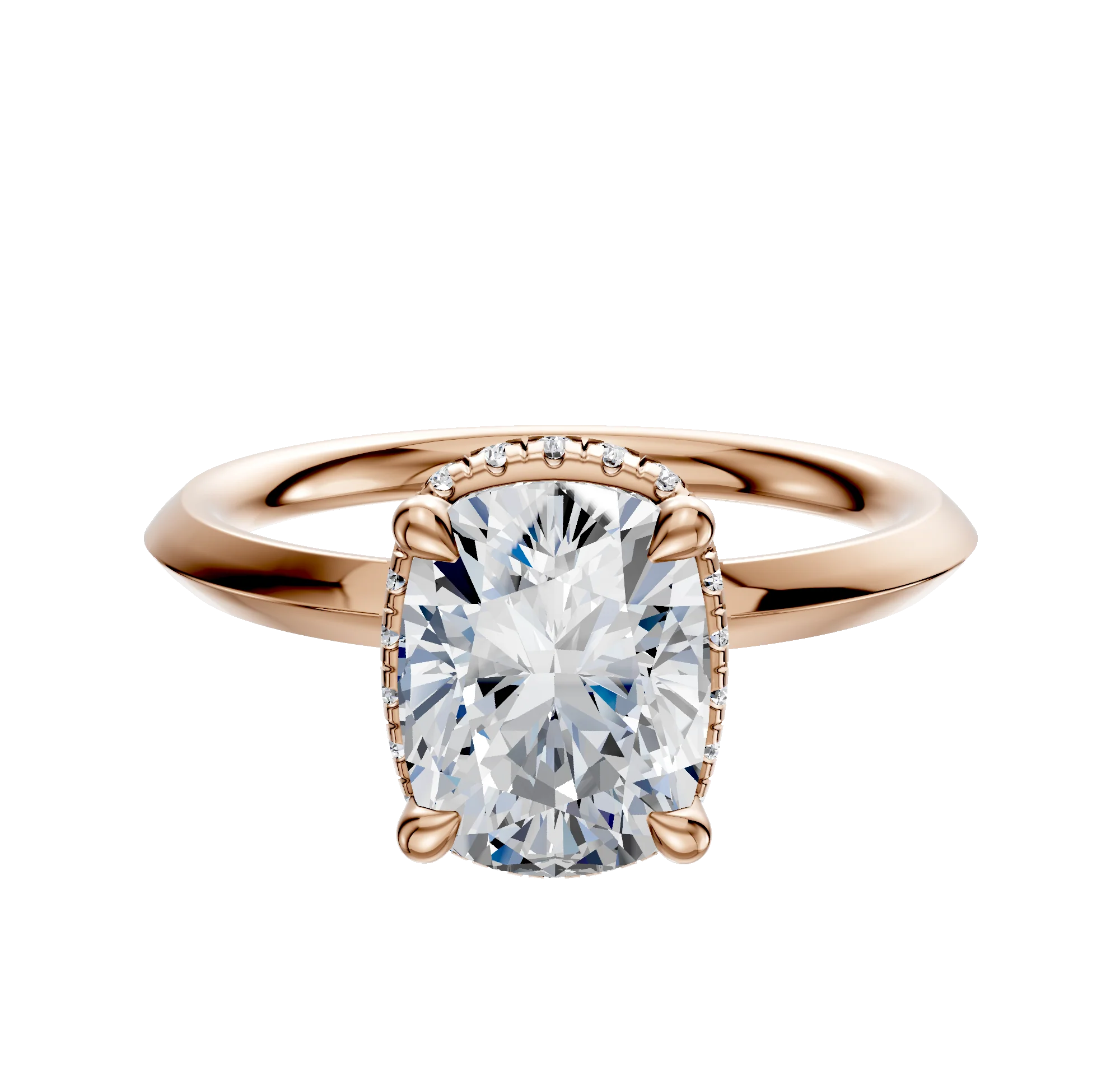 14K Rose Gold 4 Prong Collar Classic Knife Edge 2.0mm Engagement Ring