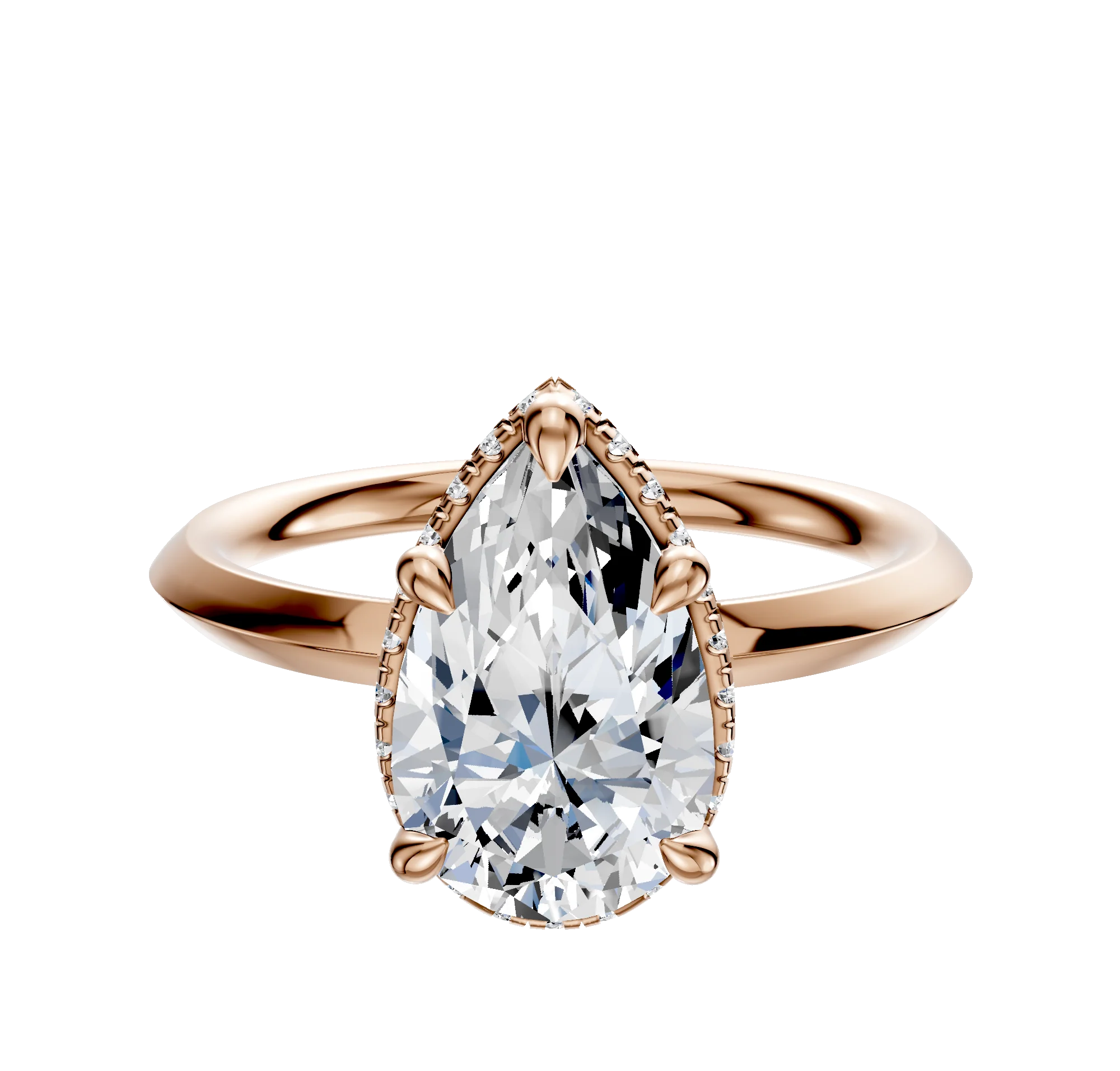 14K Rose Gold 4 Prong Collar Classic Knife Edge 2.0mm Engagement Ring