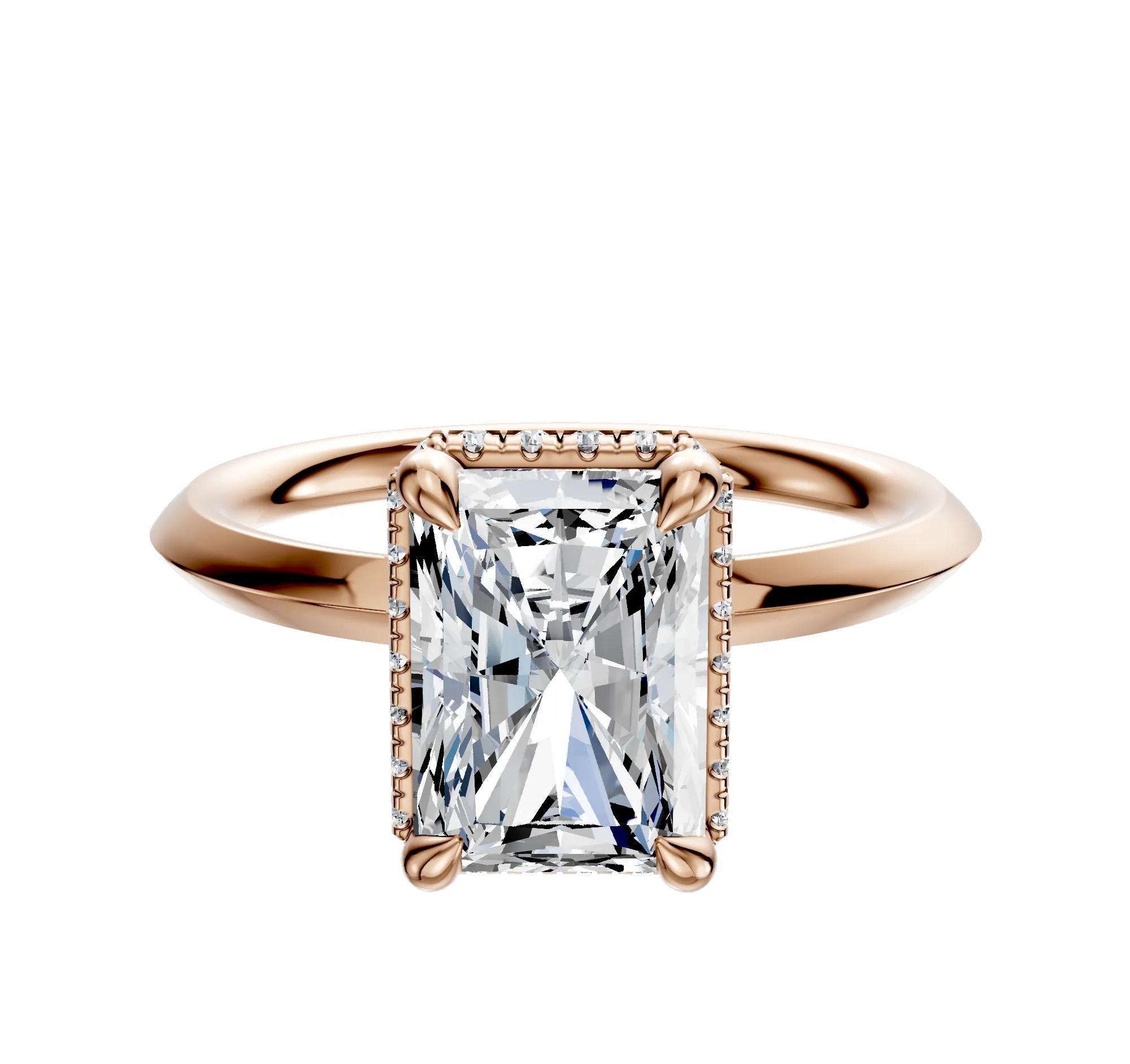 14K Rose Gold 4 Prong Collar Classic Knife Edge 2.0mm Engagement Ring