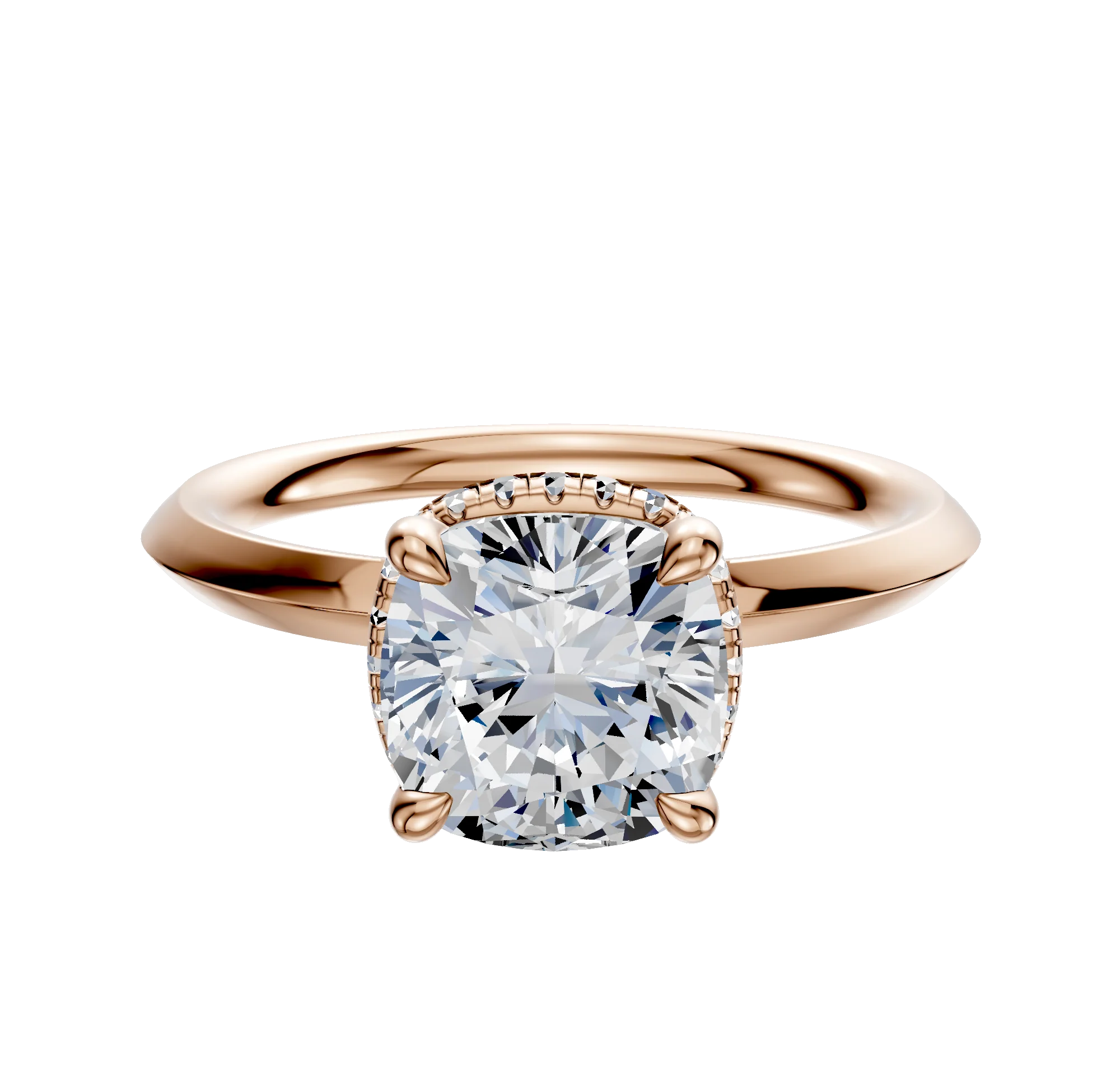 14K Rose Gold 4 Prong Collar Classic Knife Edge 2.0mm Engagement Ring