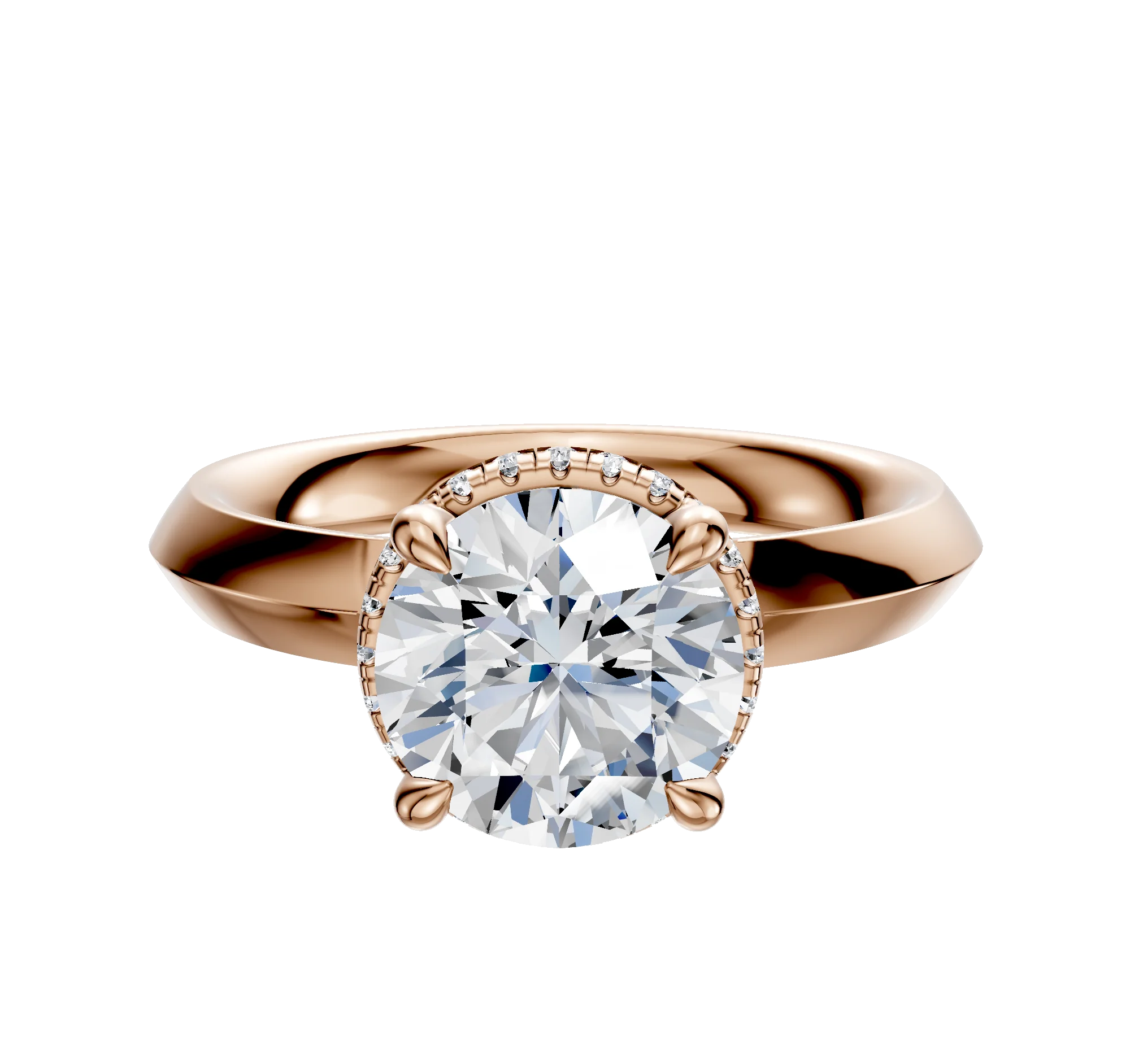 14K Rose Gold 4 Prong Collar Classic Knife Edge 3.0mm Engagement Ring