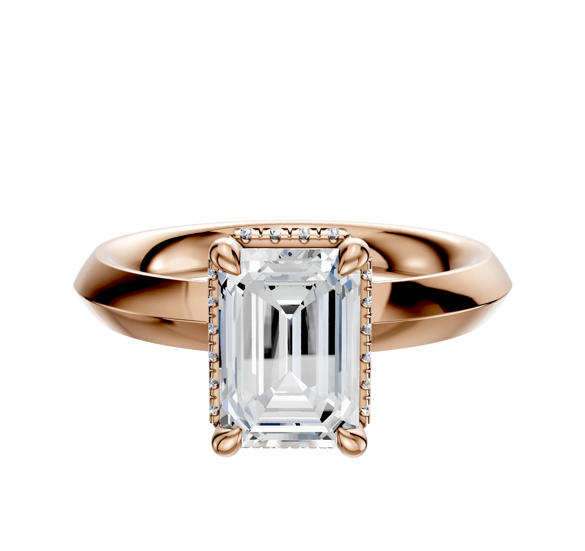 14K Rose Gold 4 Prong Collar Classic Knife Edge 3.0mm Engagement Ring