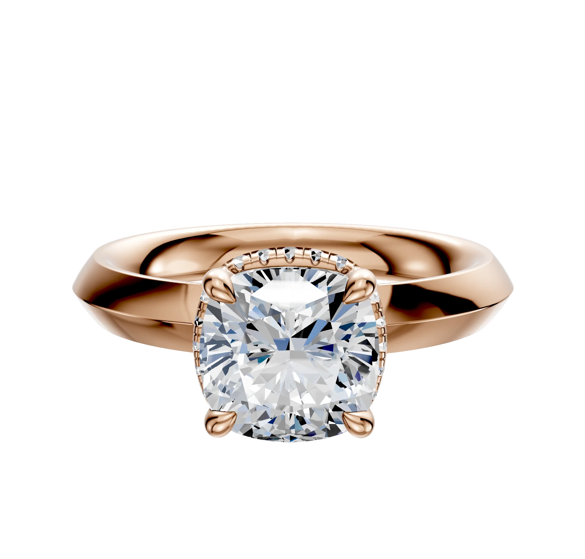14K Rose Gold 4 Prong Collar Classic Knife Edge 3.0mm Engagement Ring
