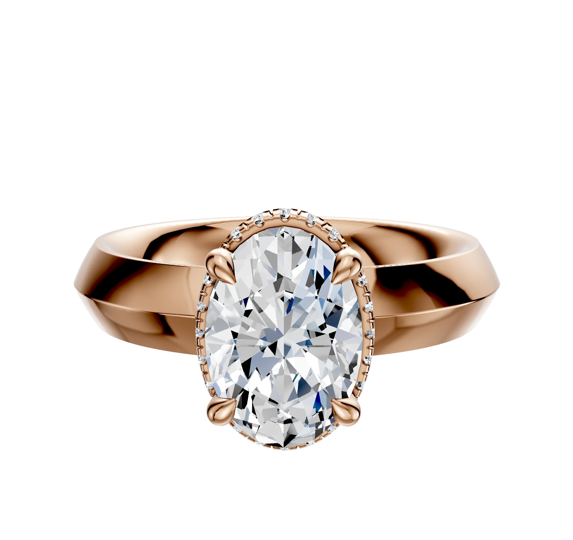 14K Rose Gold 4 Prong Collar Classic Knife Edge 4.0mm Engagement Ring