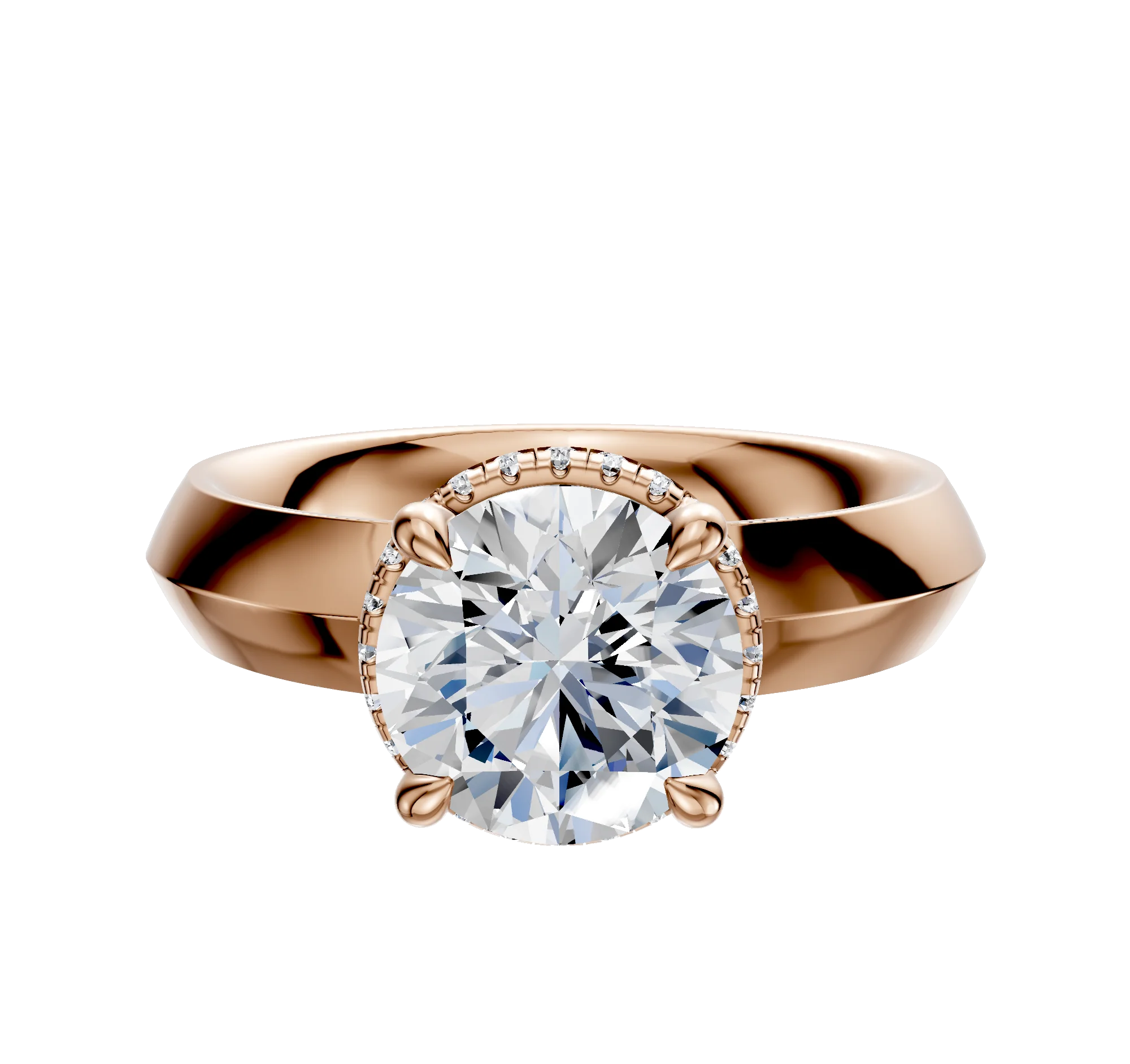 14K Rose Gold 4 Prong Collar Classic Knife Edge 4.0mm Engagement Ring