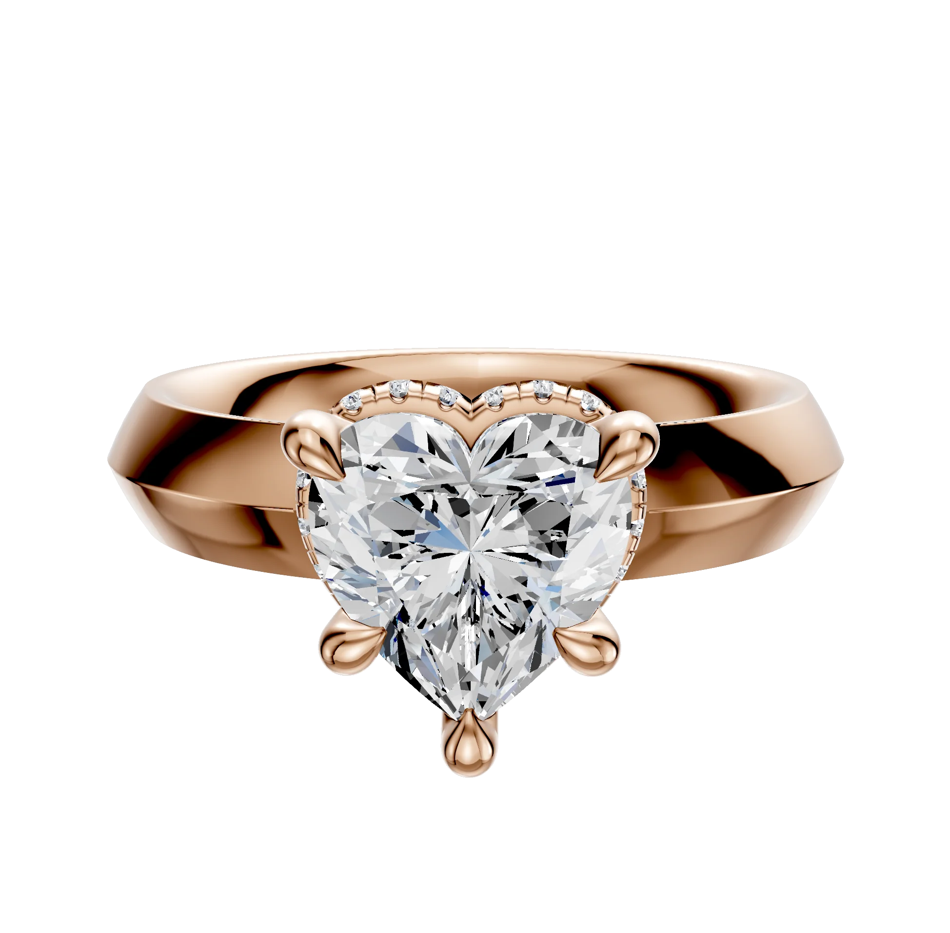 14K Rose Gold 4 Prong Collar Classic Knife Edge 4.0mm Engagement Ring