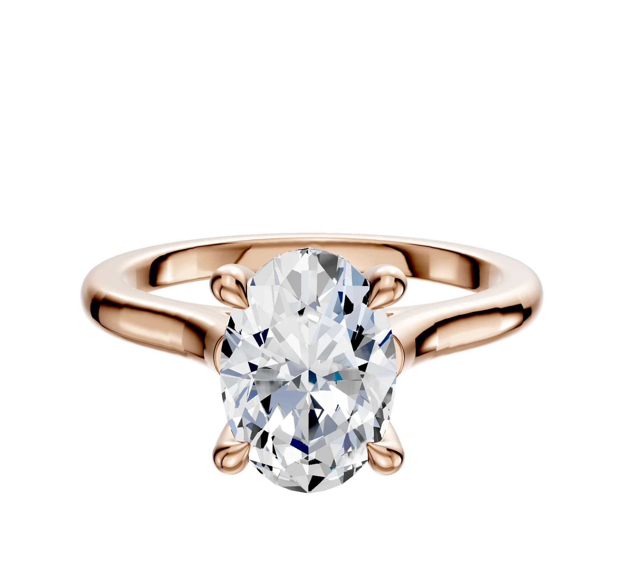 14K Rose Gold 4 Prong Hidden Halo Cathedral Dome 2.0mm Engagement Ring