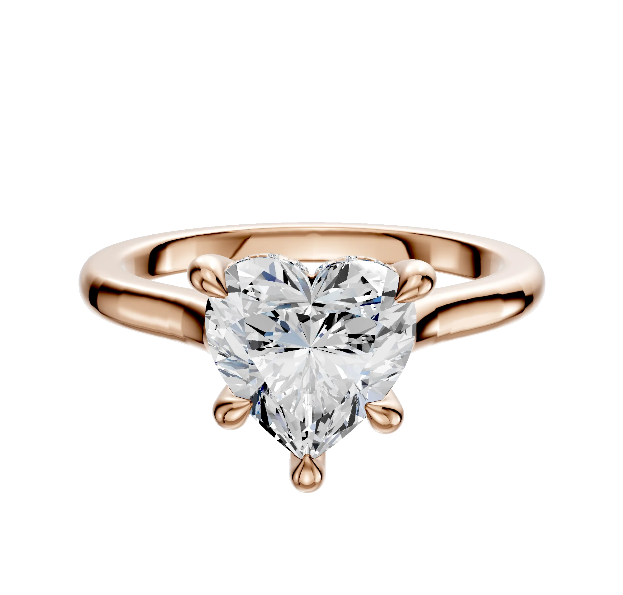 14K Rose Gold 4 Prong Hidden Halo Cathedral Dome 2.0mm Engagement Ring