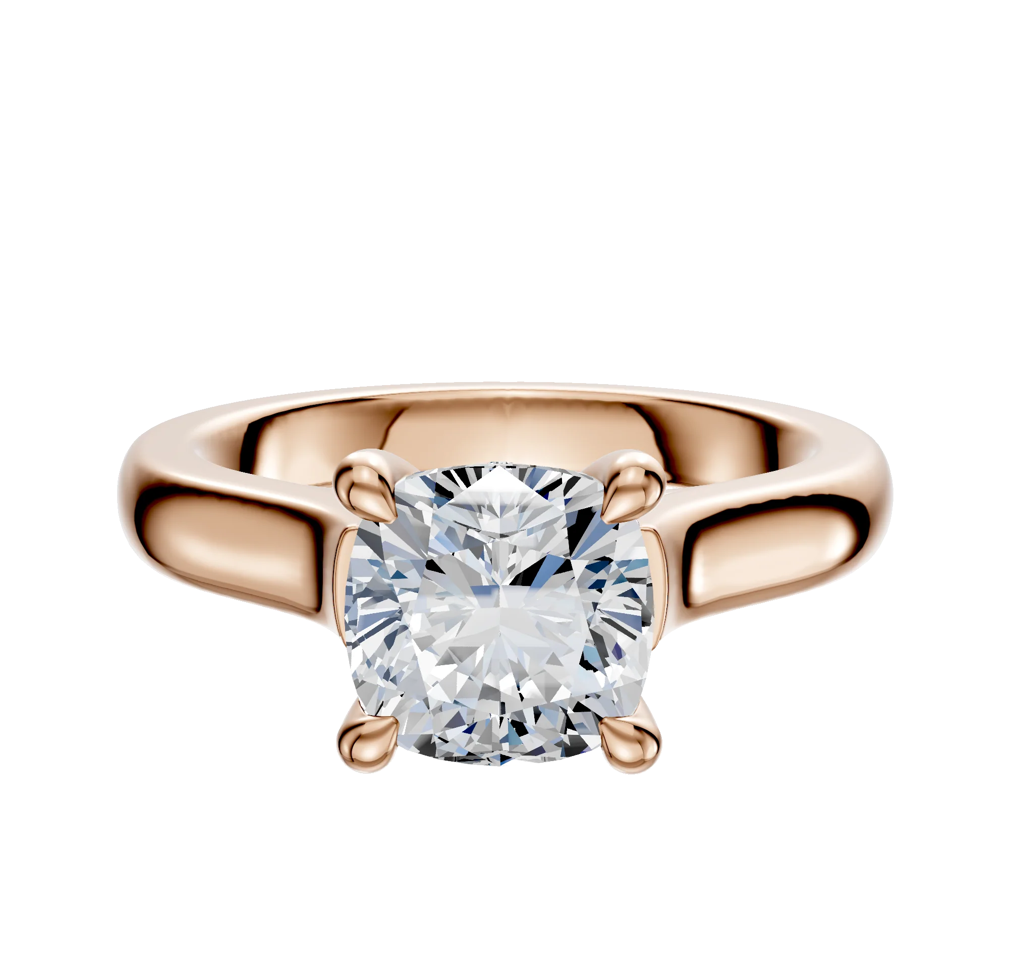 14K Rose Gold 4 Prong Hidden Halo Cathedral Dome 3.0mm Engagement Ring