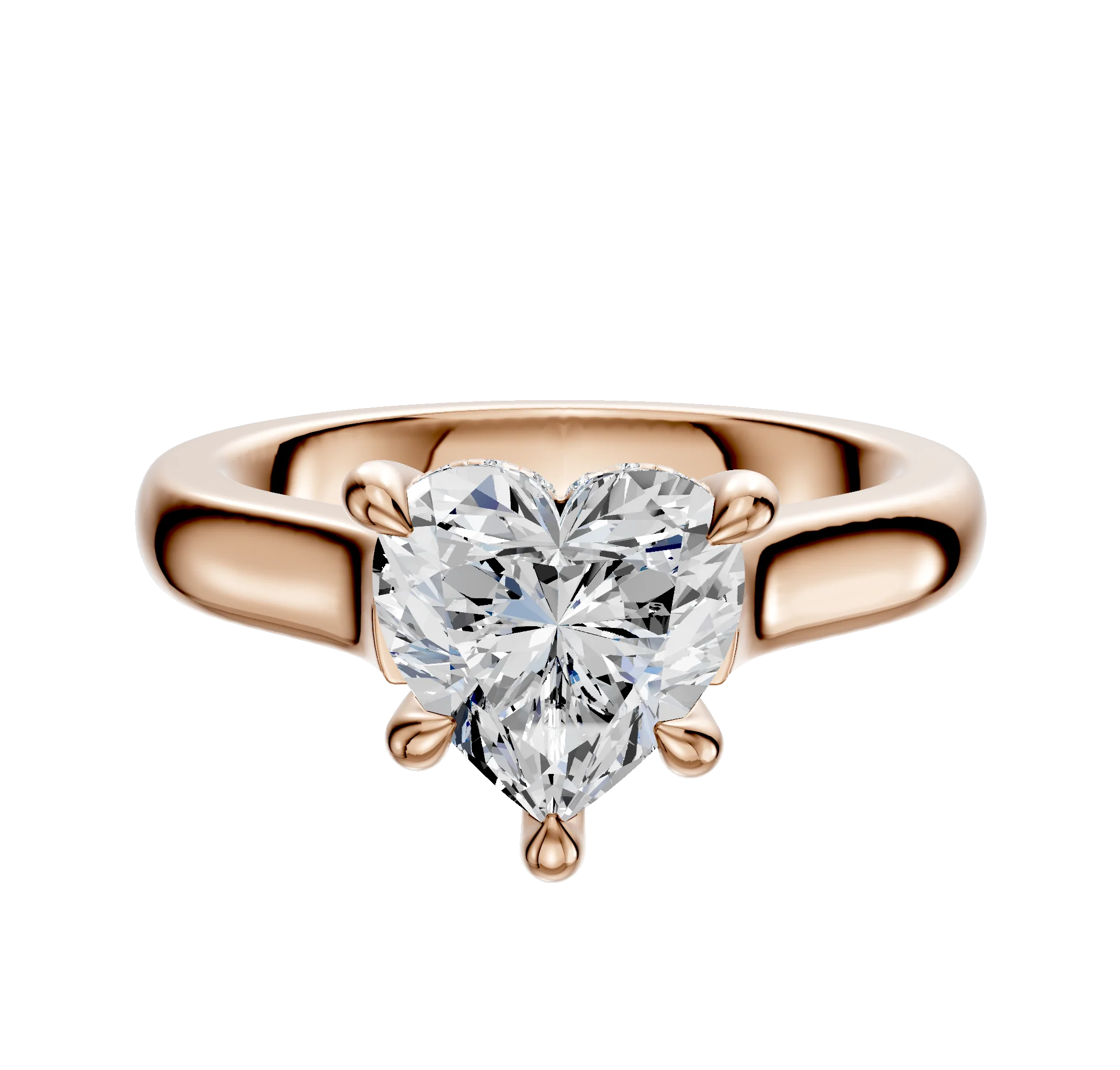 14K Rose Gold 4 Prong Hidden Halo Cathedral Dome 3.0mm Engagement Ring